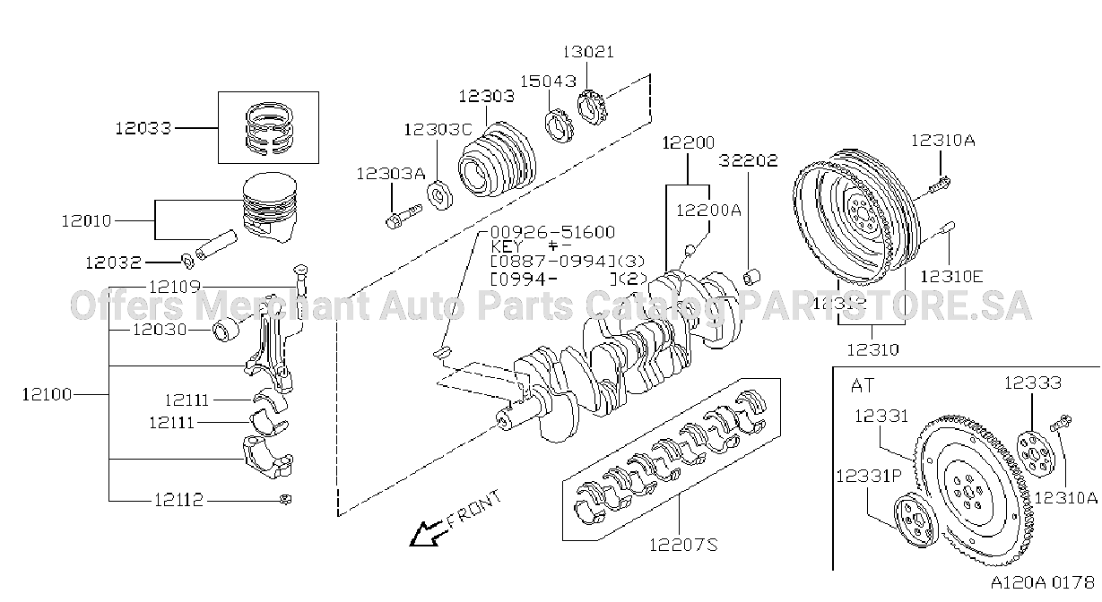 Piston Crankshaft Flywheel