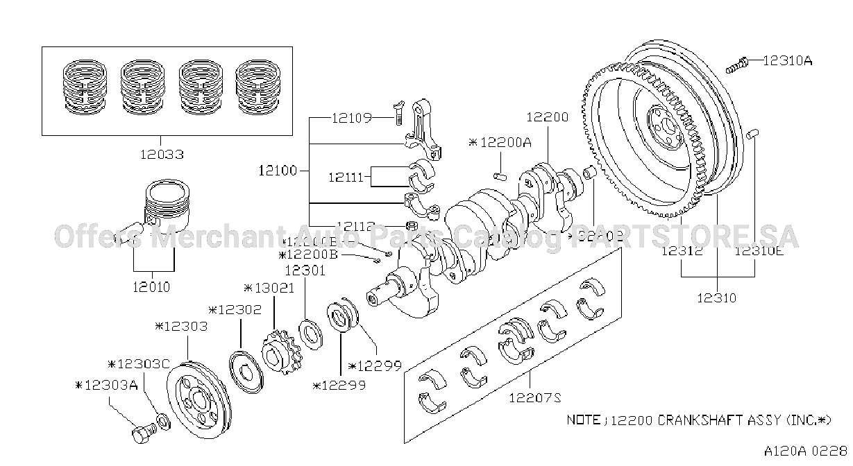 Piston Crankshaft Flywheel