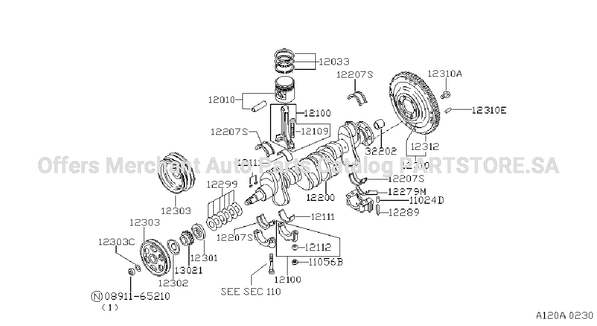 Piston Crankshaft Flywheel