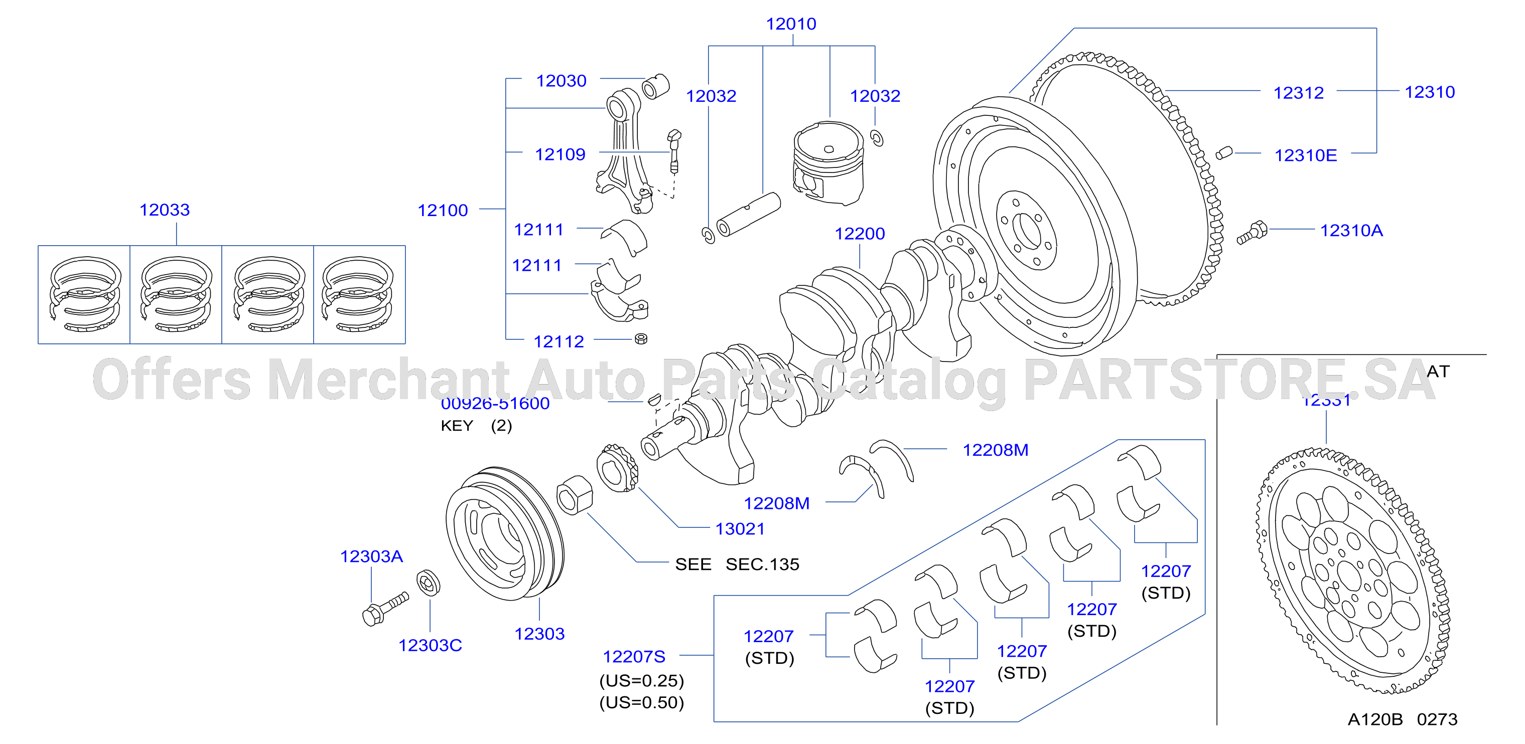 Piston Crankshaft Flywheel Illustration
