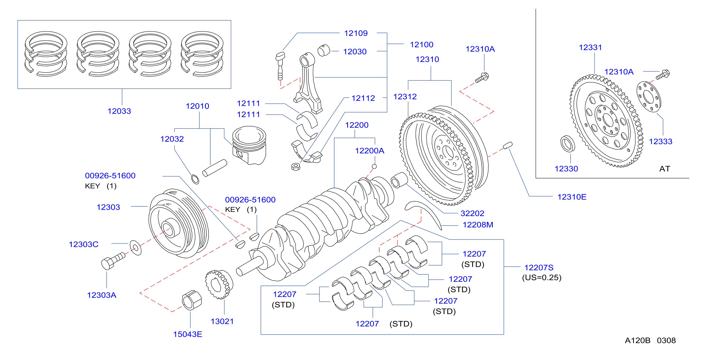 Piston Crankshaft Flywheel Illustration