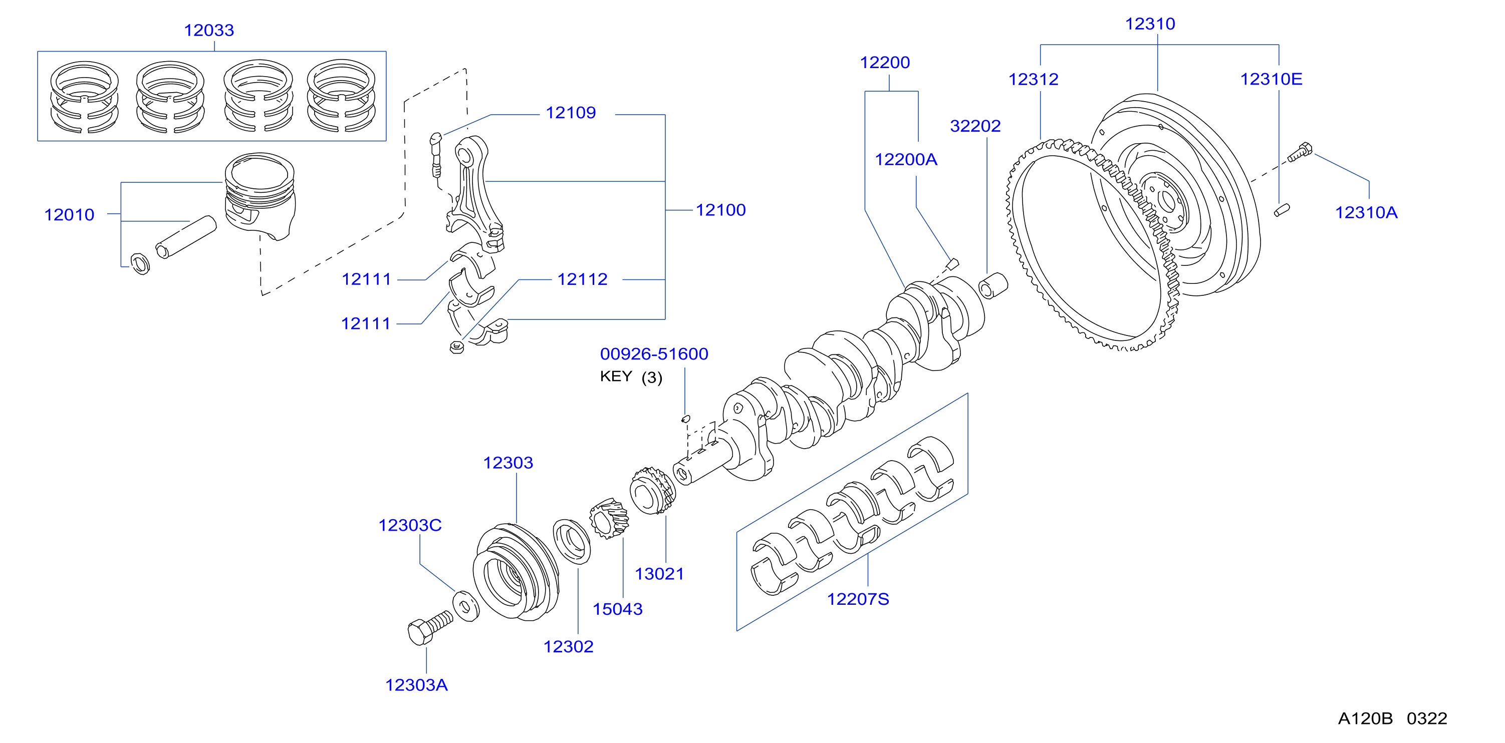 Piston Crankshaft Flywheel