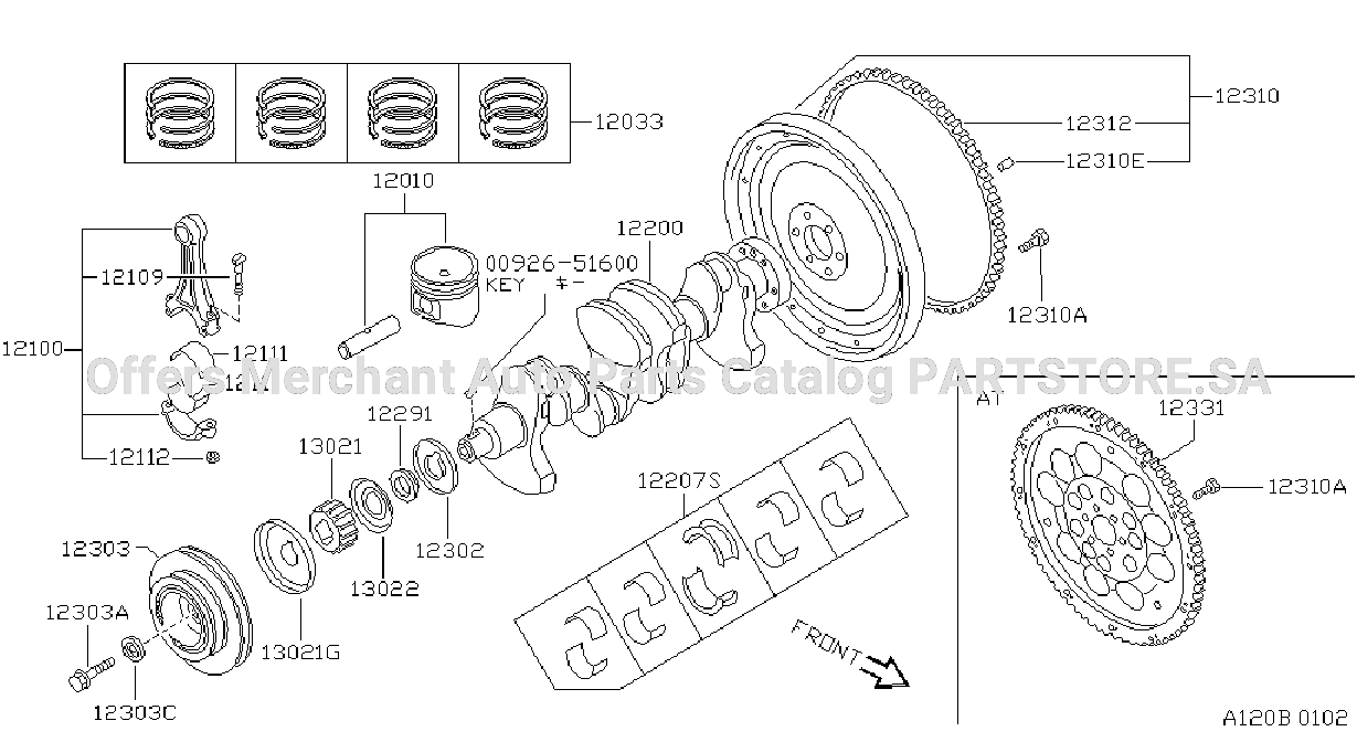 Piston Crankshaft Flywheel
