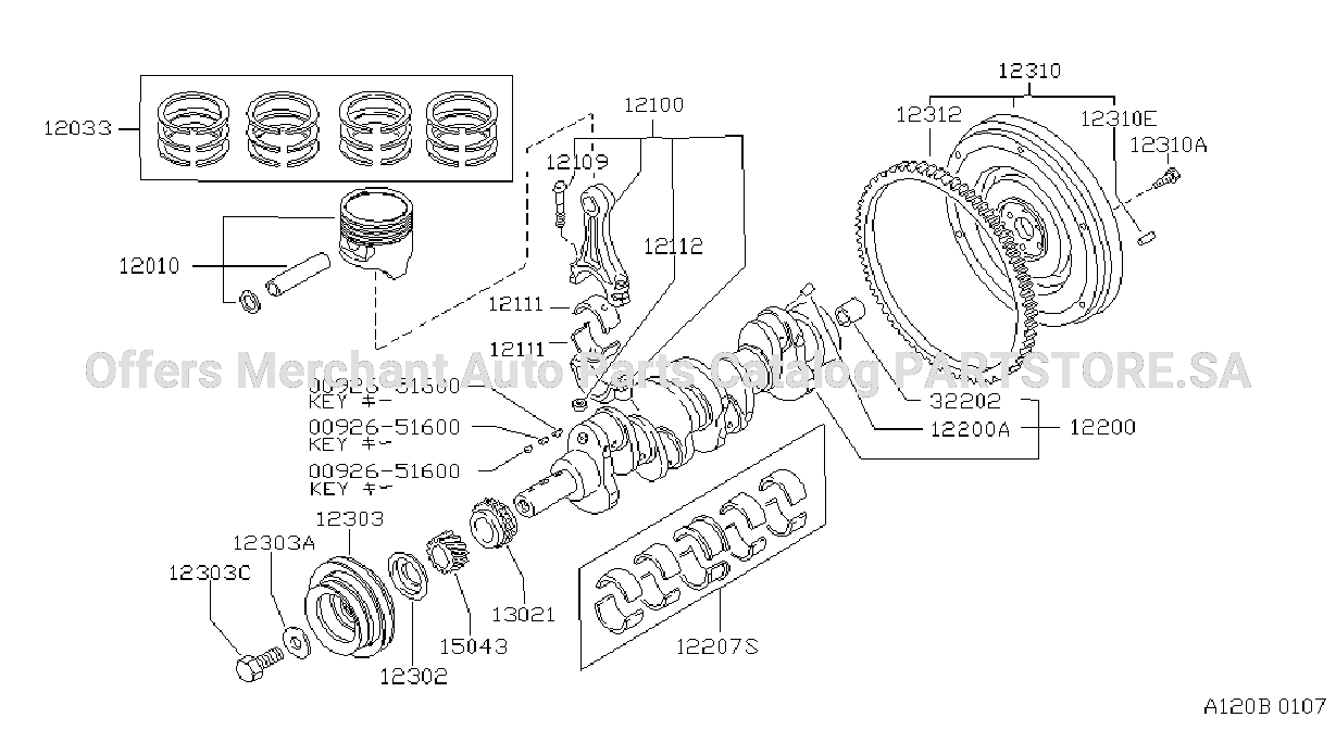 Piston Crankshaft Flywheel