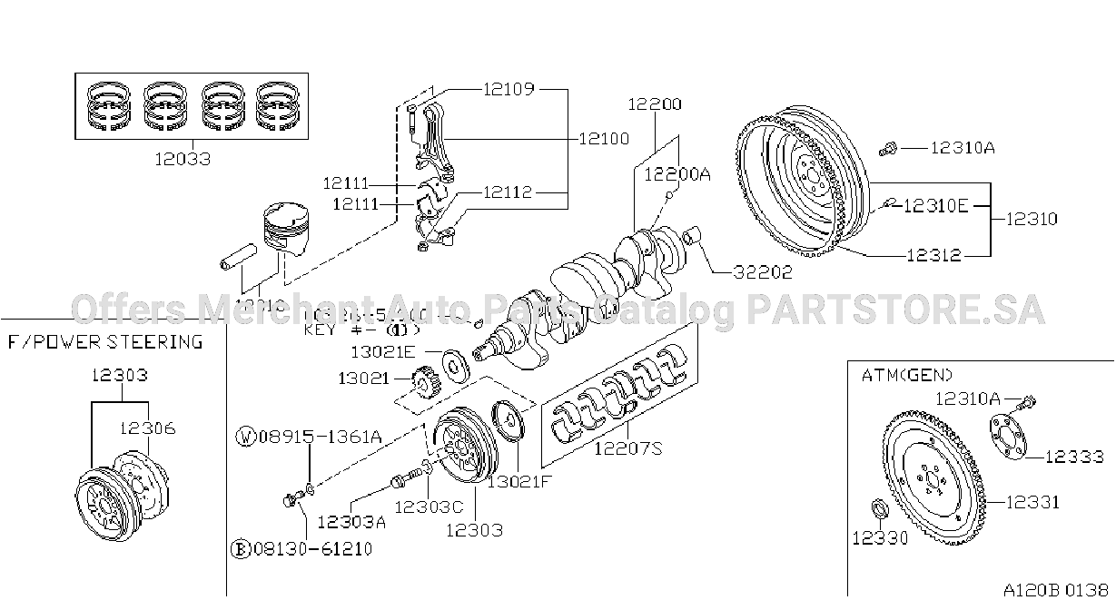 Piston Crankshaft Flywheel