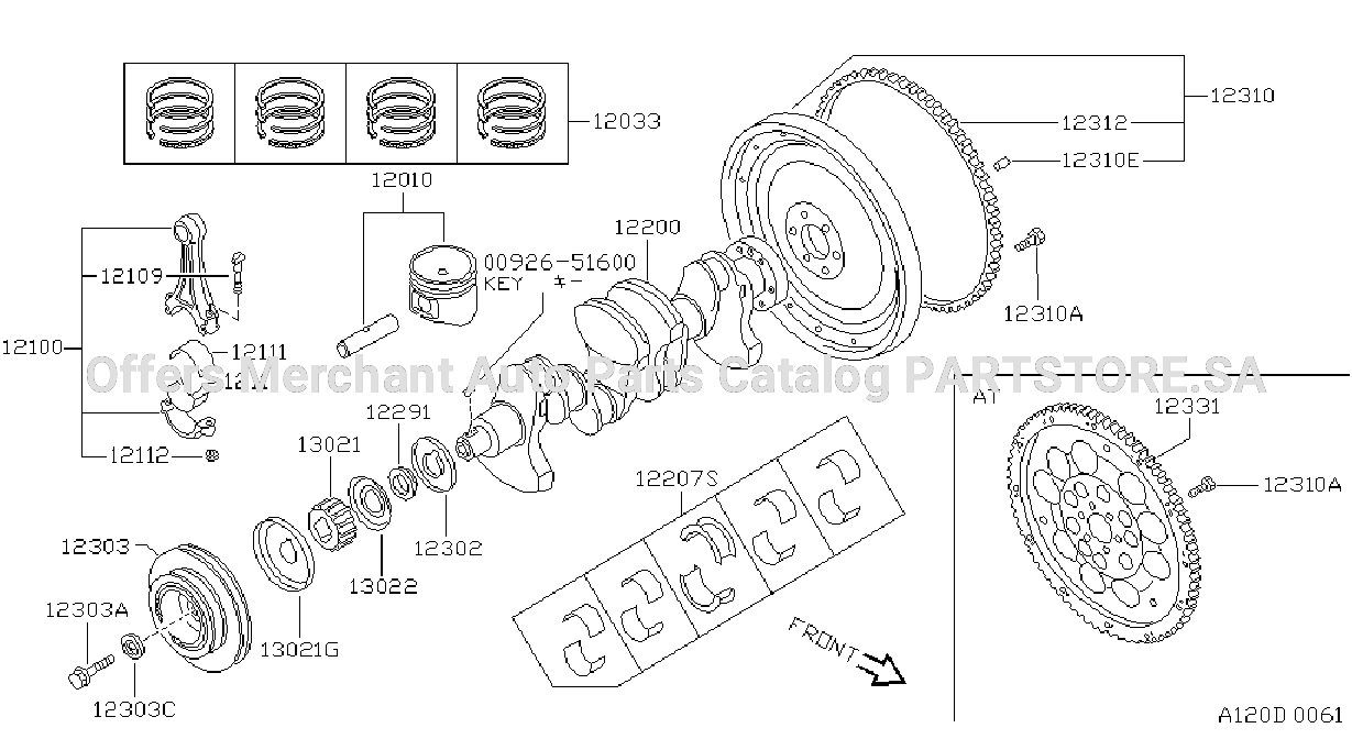 Piston Crankshaft Flywheel