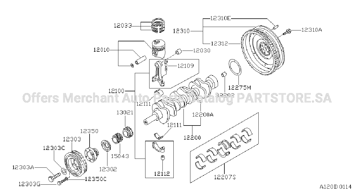 Piston Crankshaft Flywheel