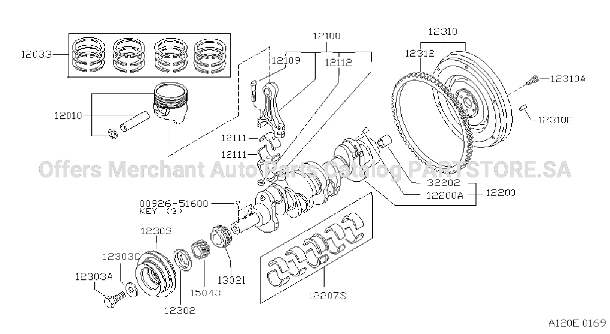 Piston Crankshaft Flywheel Illustration