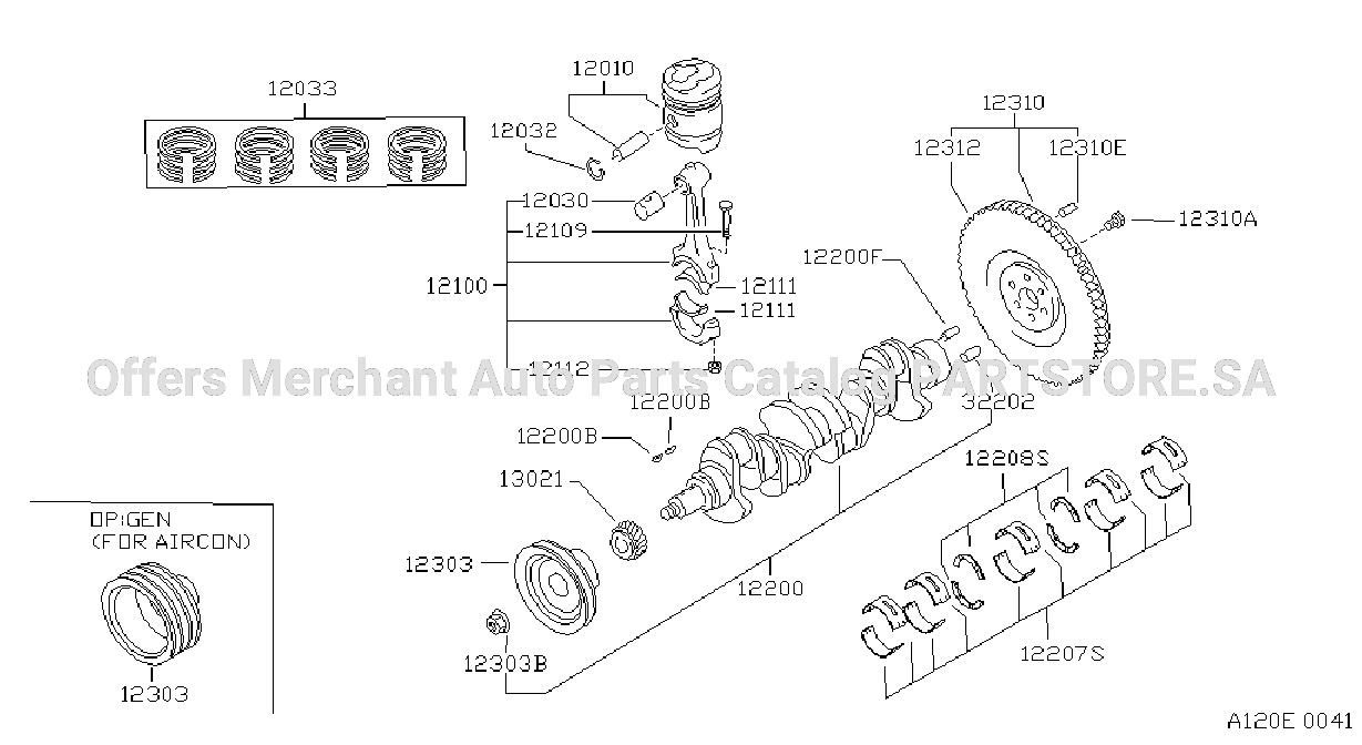 Piston Crankshaft Flywheel