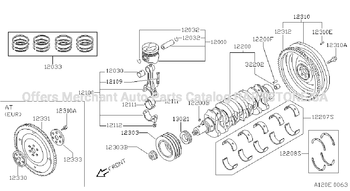 Piston Crankshaft Flywheel