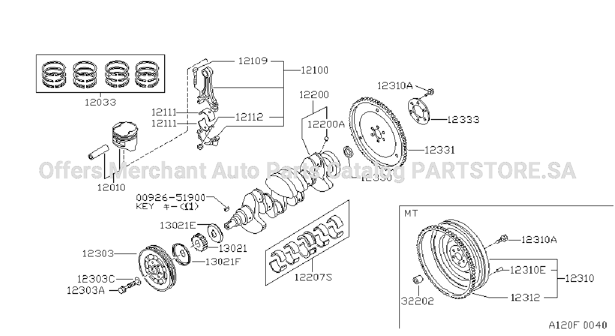Piston Crankshaft Flywheel