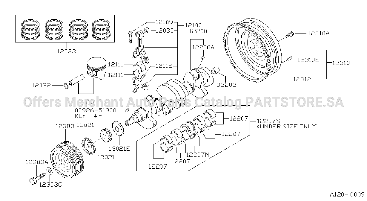 Piston Crankshaft Flywheel