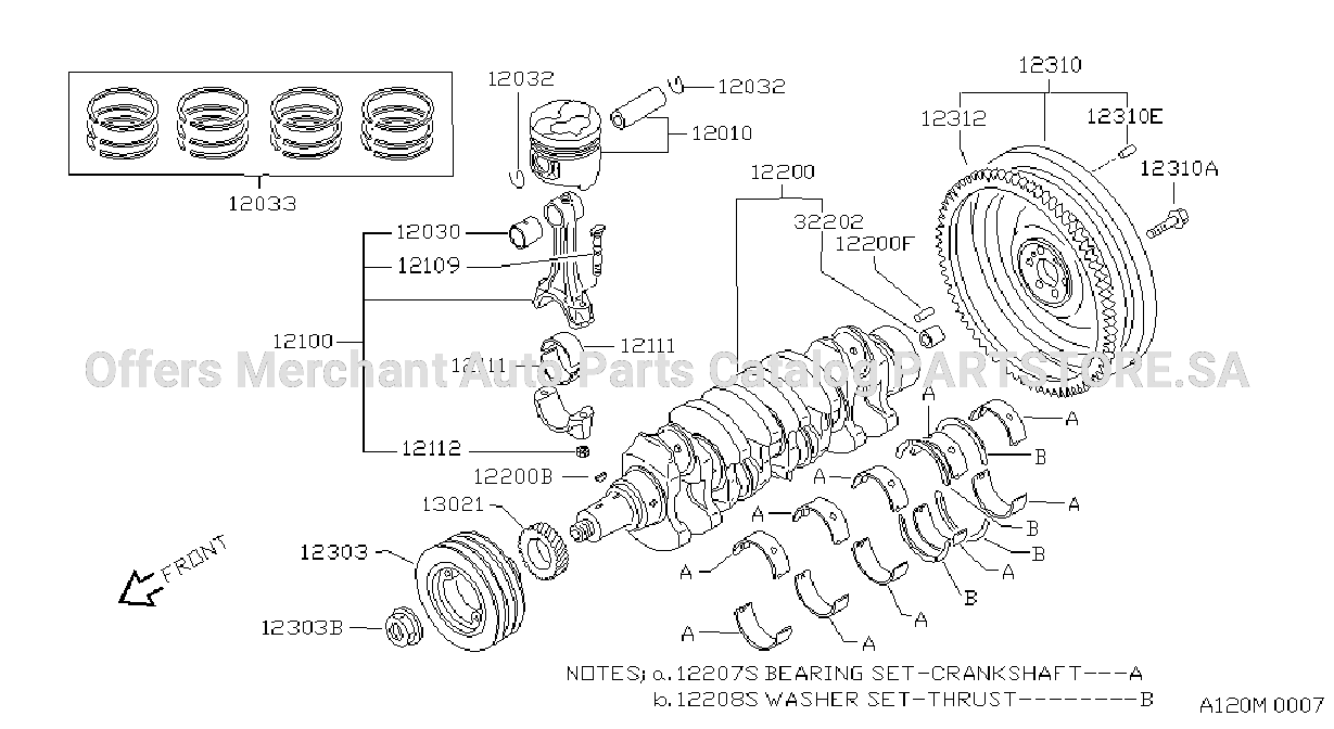 Piston Crankshaft Flywheel