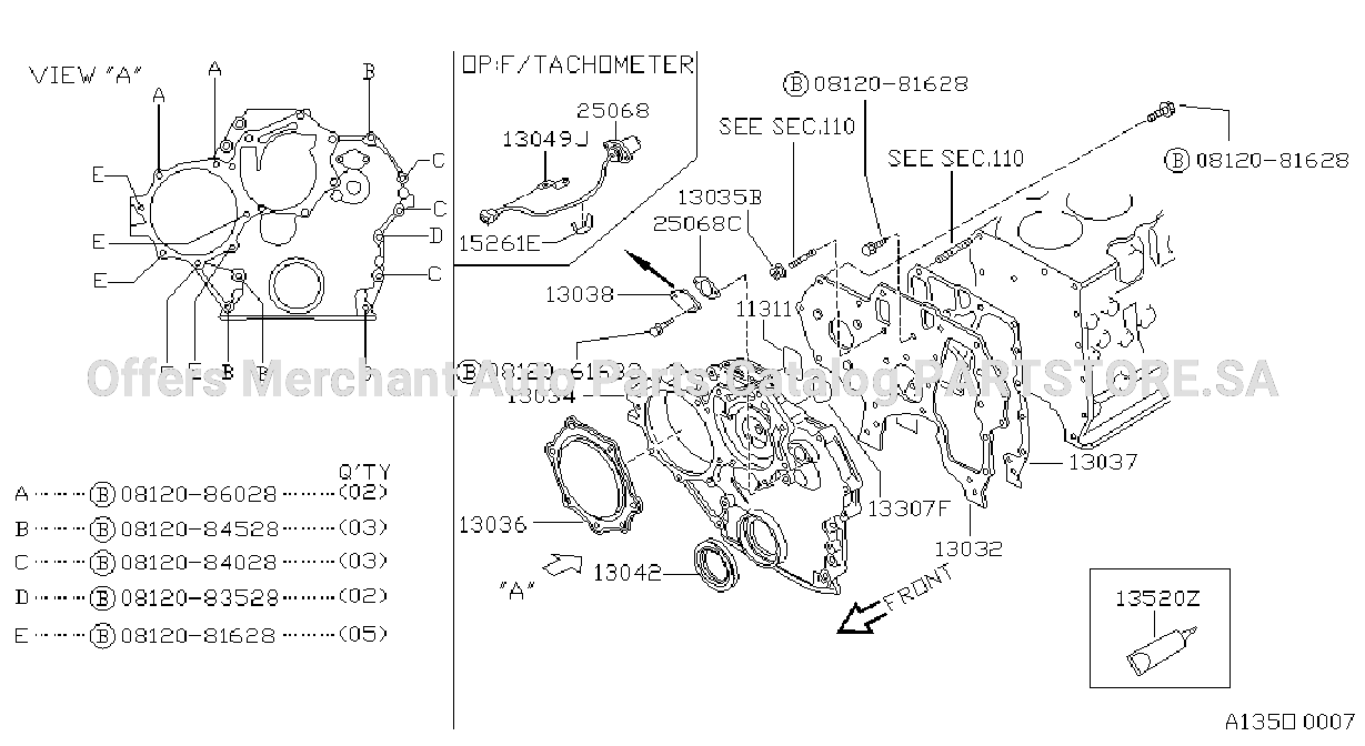 Front Cover Vacuum Pump Fitting