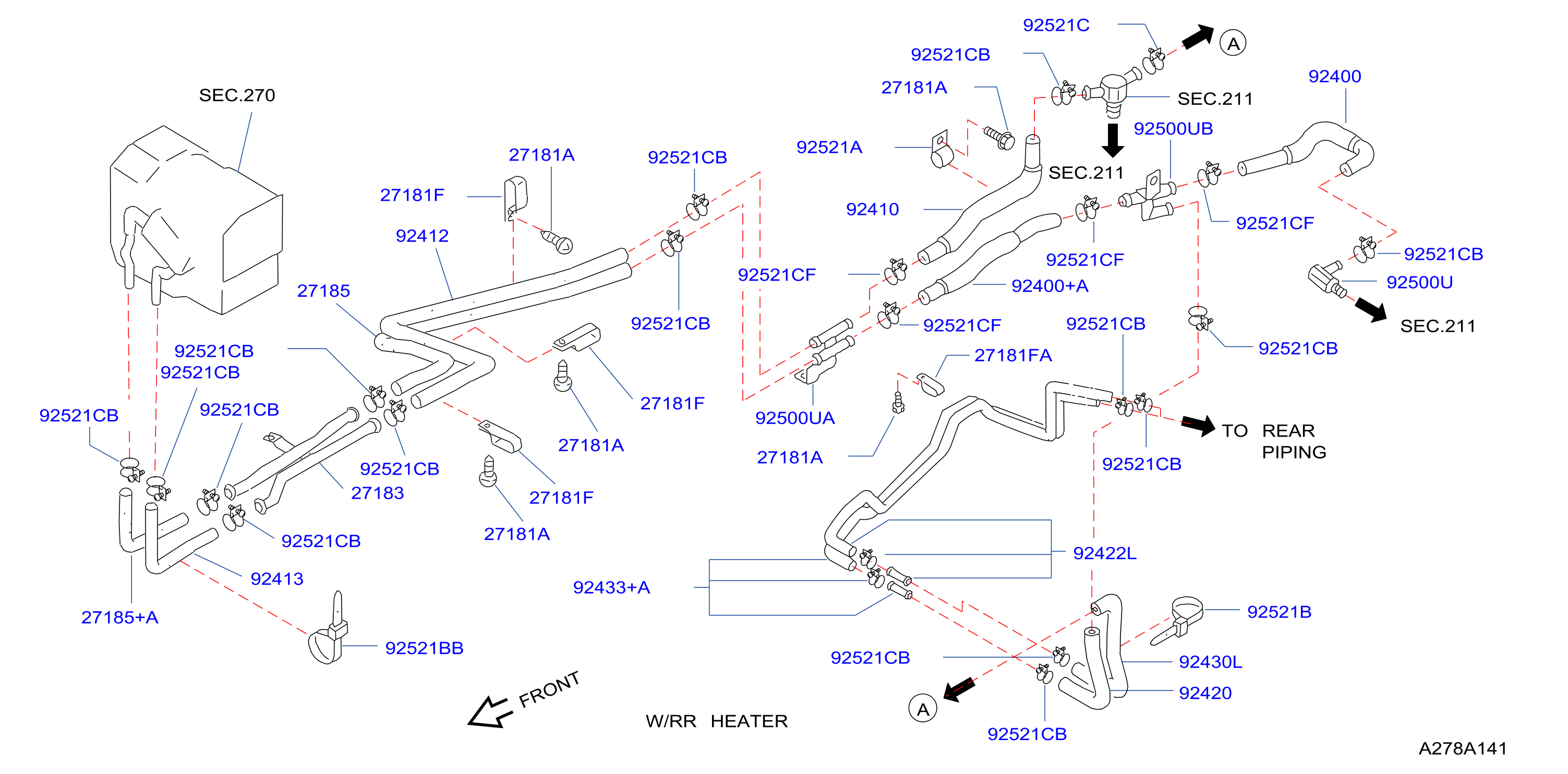 Heater Piping W / Rr Heater Front