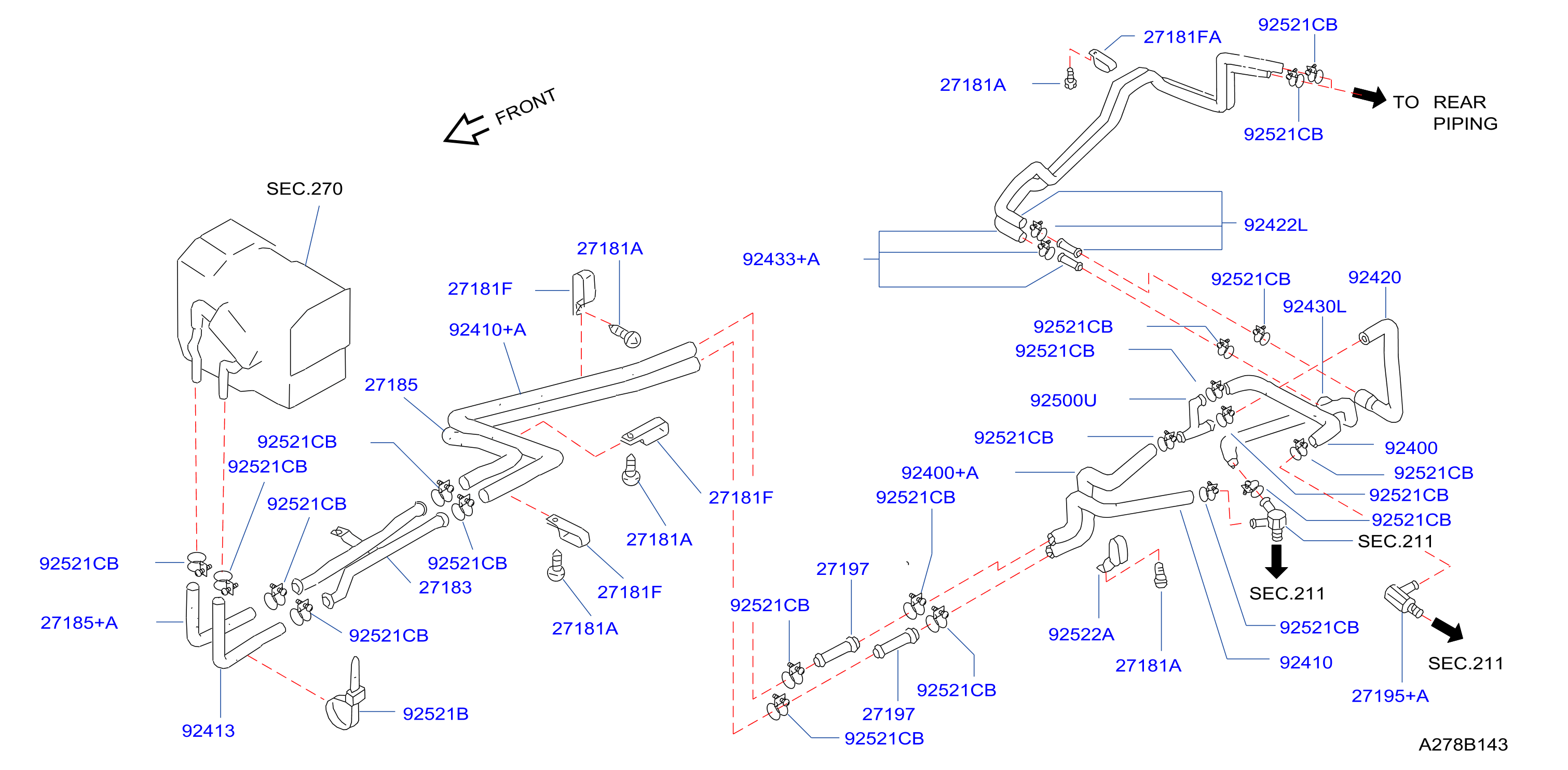Heater Piping W / Rr Heater Front