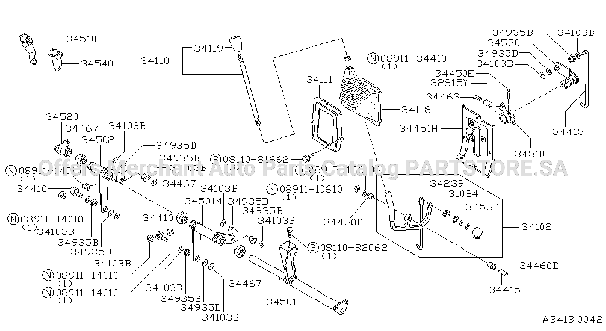Transmission Control Linkage Control Lever Cross Shaft Floor