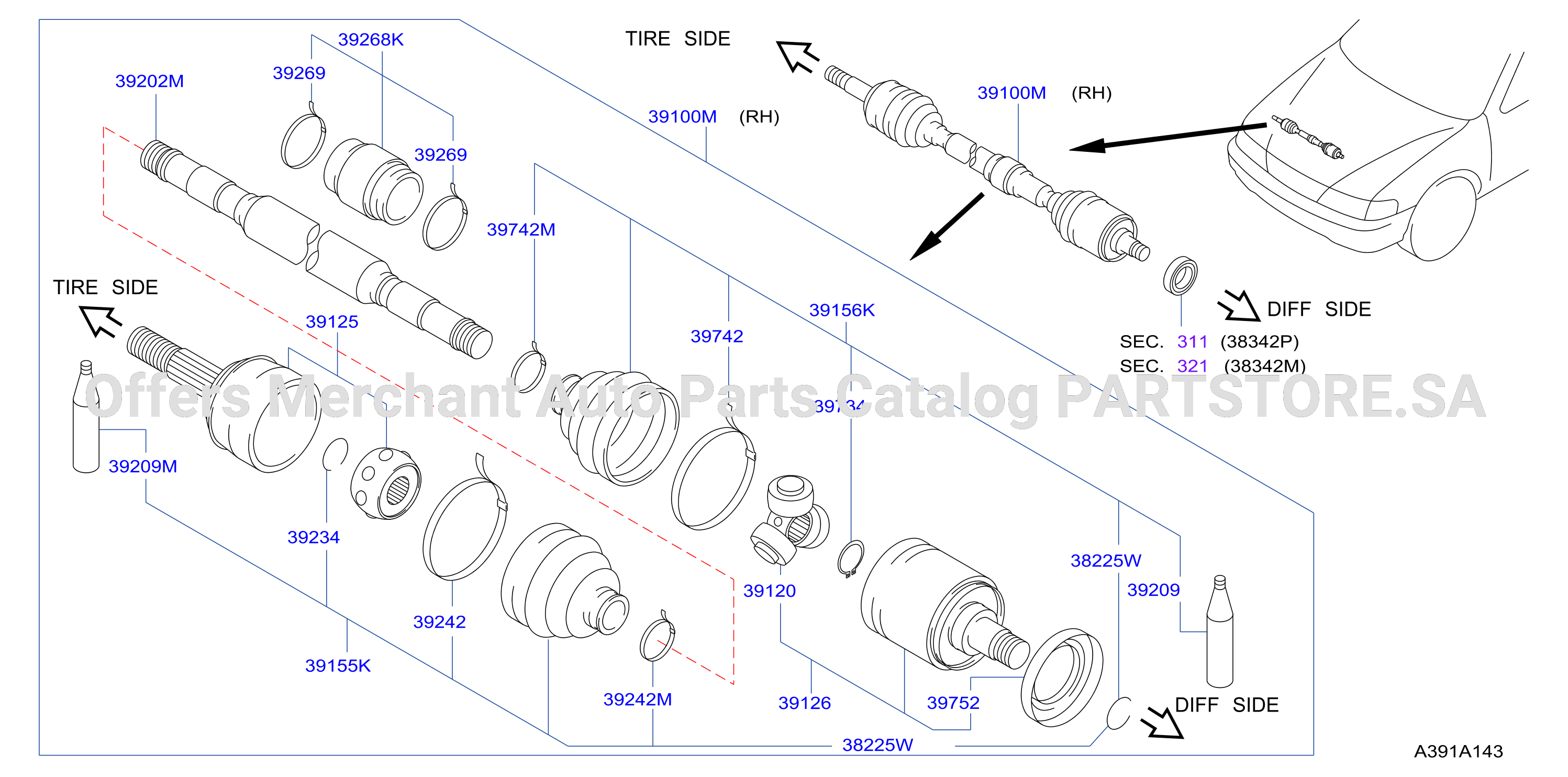 Front Drive Shaft Rh