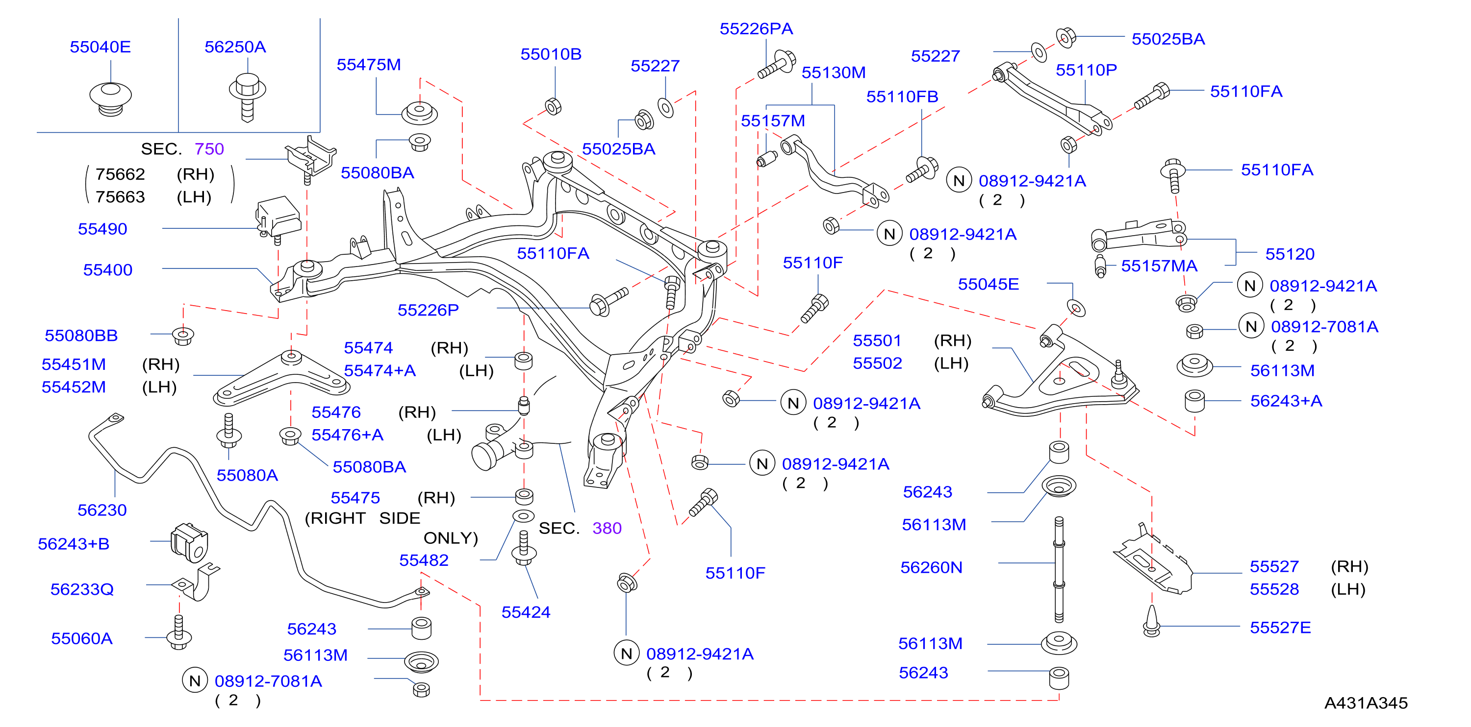 Rear Suspension Mbr Link Parts