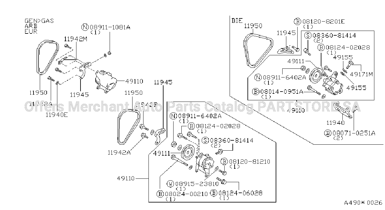 Power Steering Pump Assembly Fitting Parts