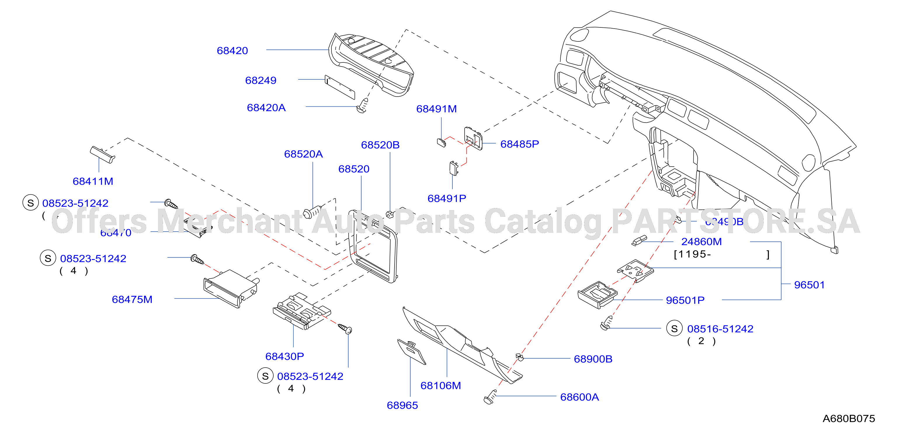 Instrument Panel Pad Cluster Lid Fitting Parts