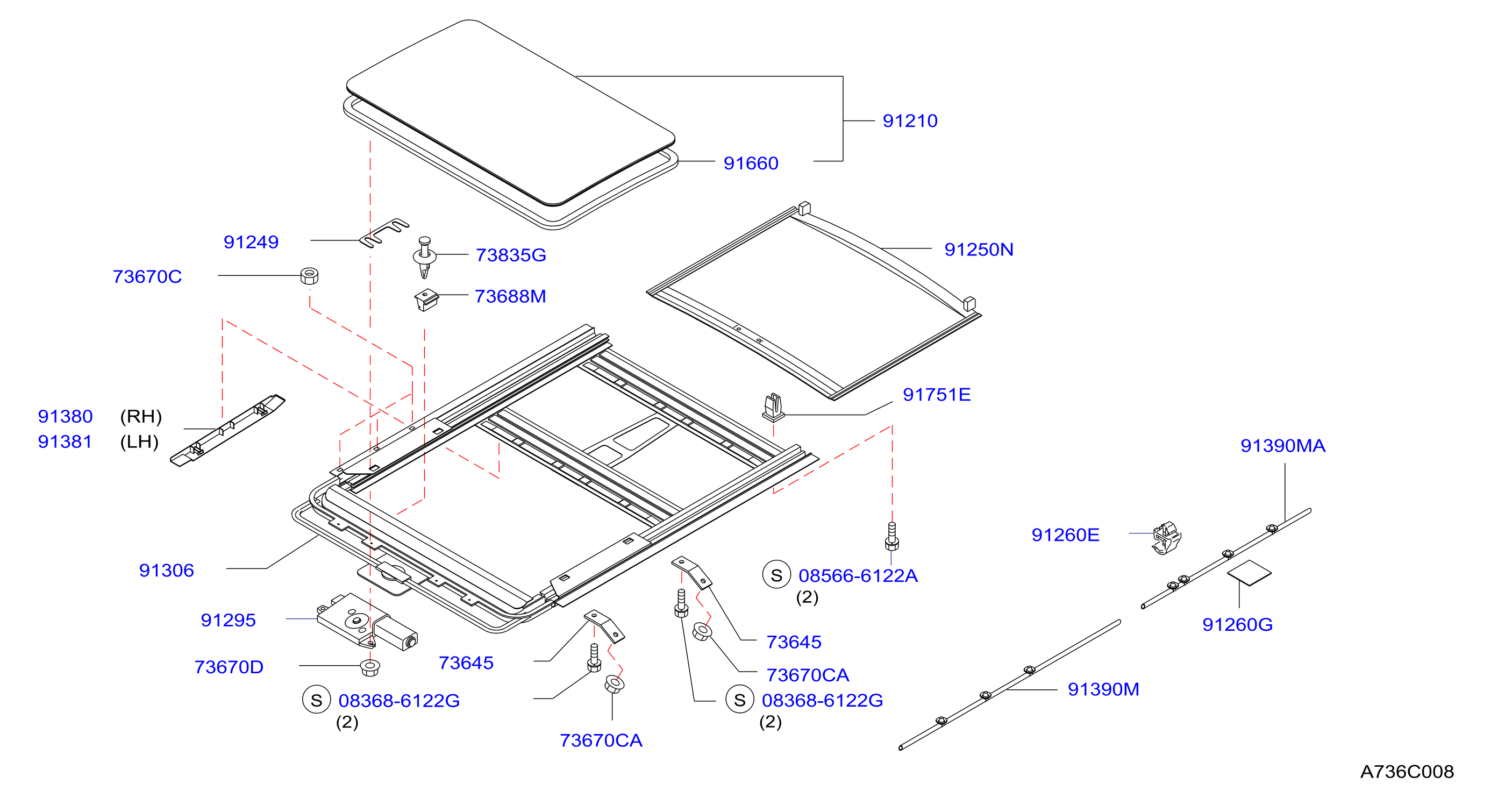Sun Roof Parts W / Sunroof