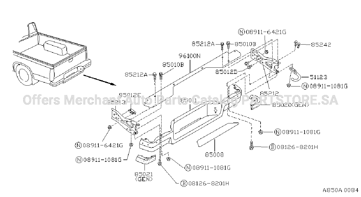 Rear Bumper F / Step Bumper Overrider Type