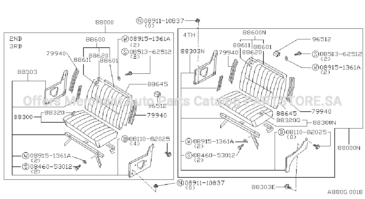 Rear Seat 2Nd 3Rd 4Th