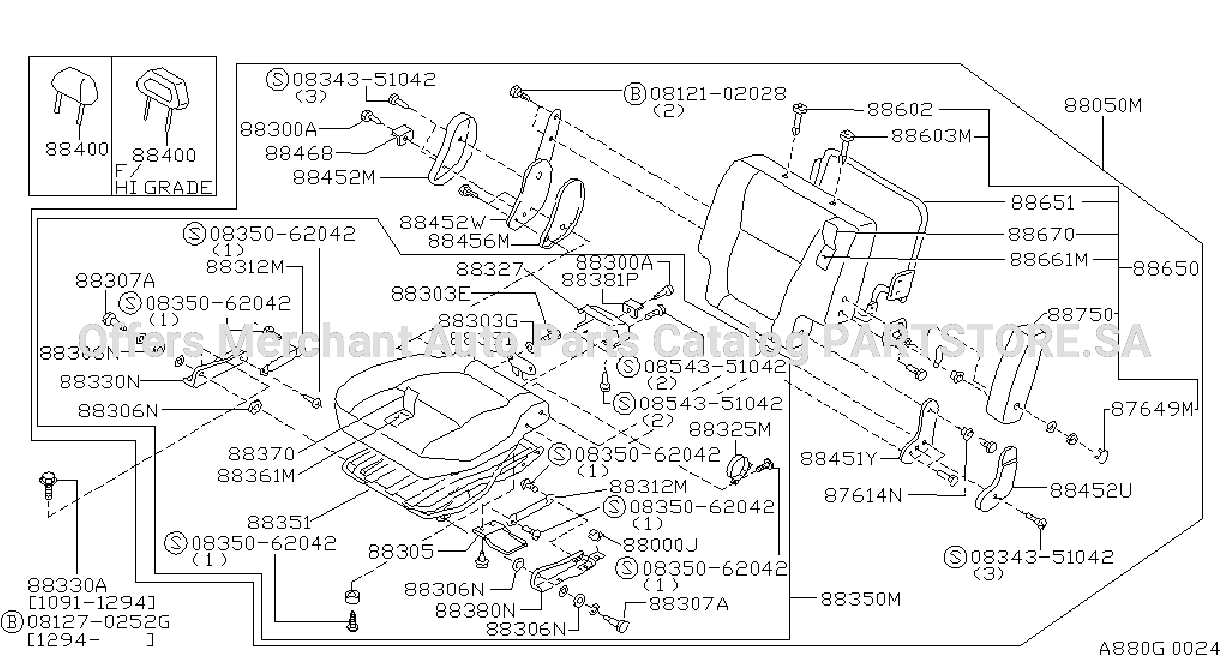 Rear Seat Hardtop Split Type Lh