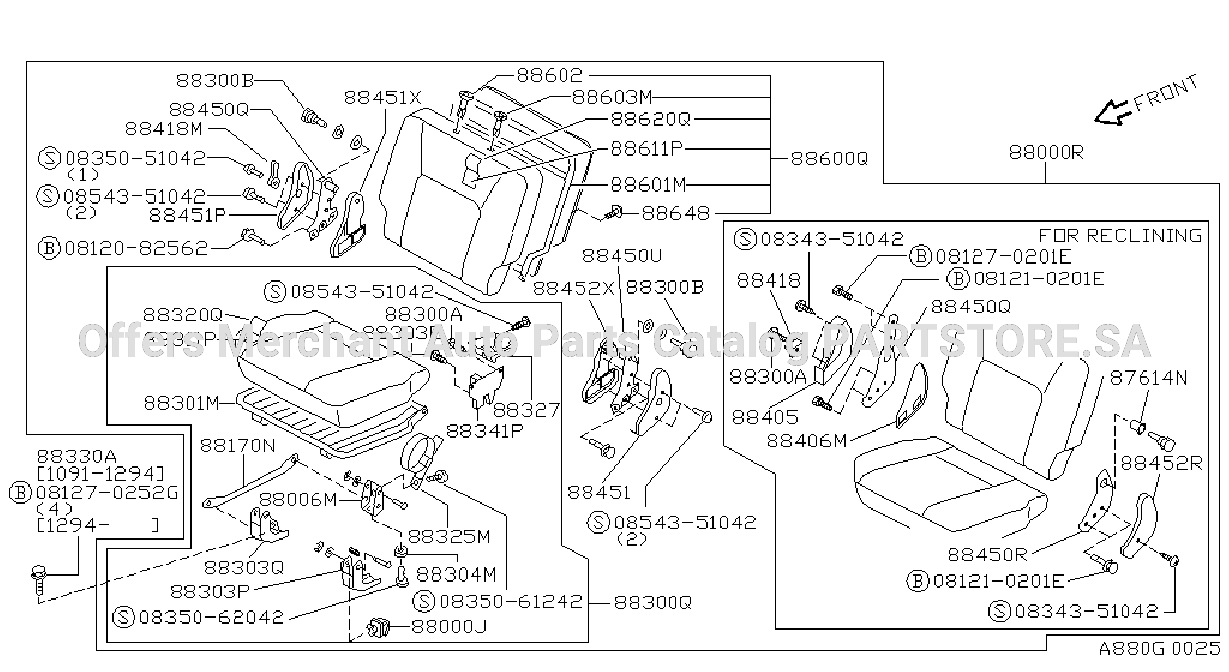 Rear Seat Wagon Split Type Rh