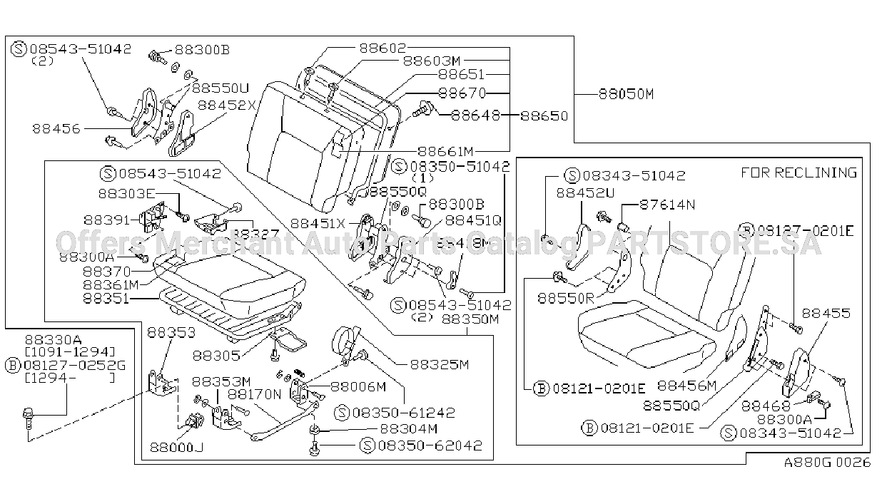 Rear Seat Wagon Split Type Lh