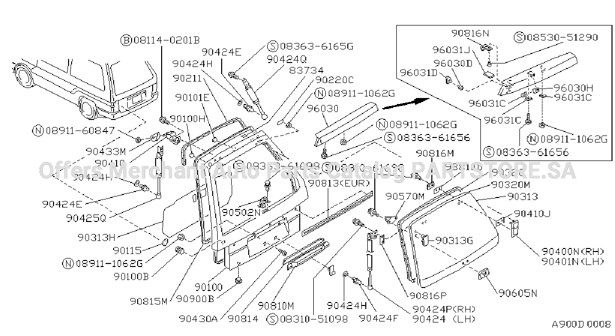 Back Door Panel Fitting Hatch Glass Type