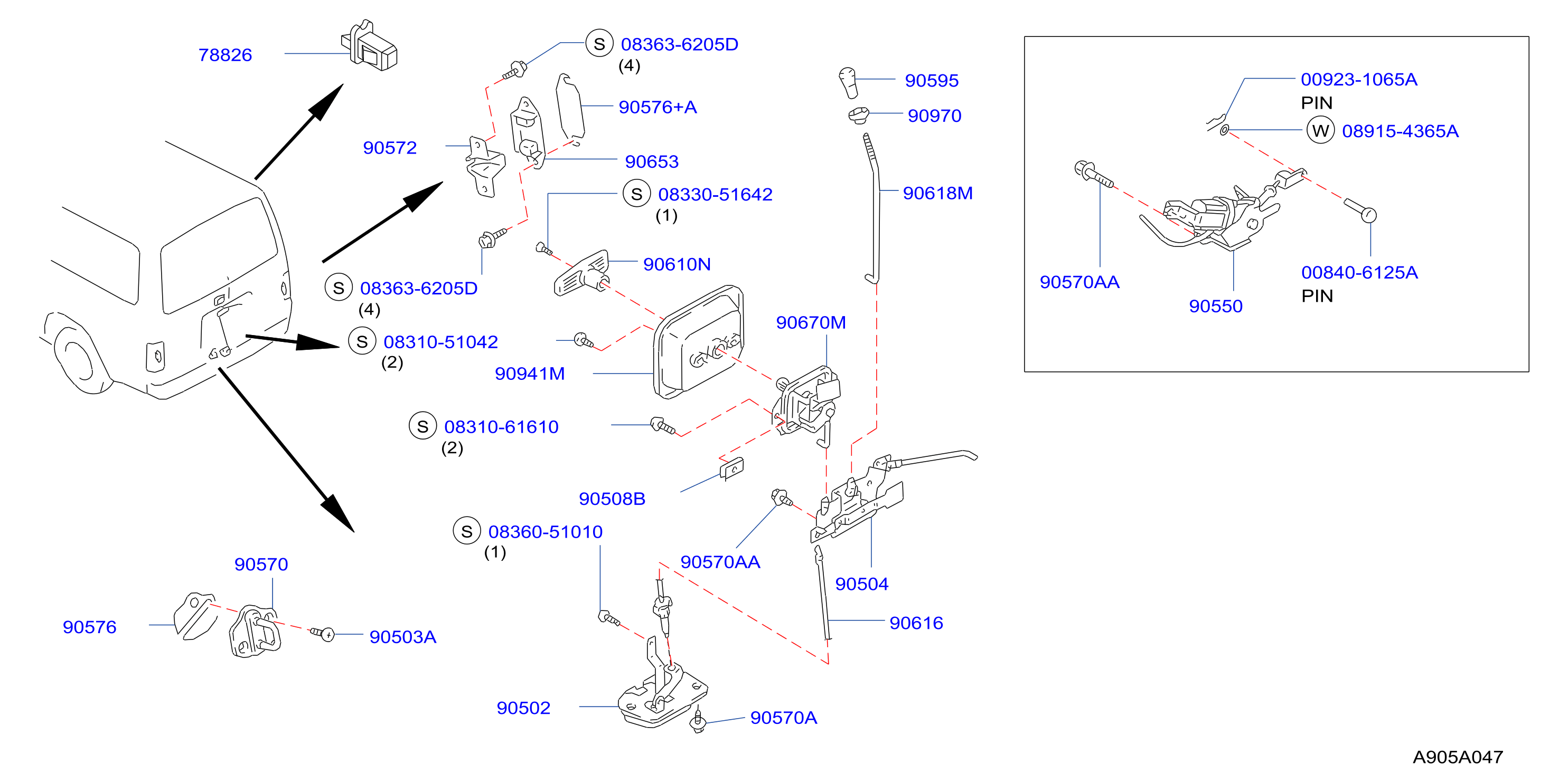 Back Door Lock Handle Lock Handle Parts
