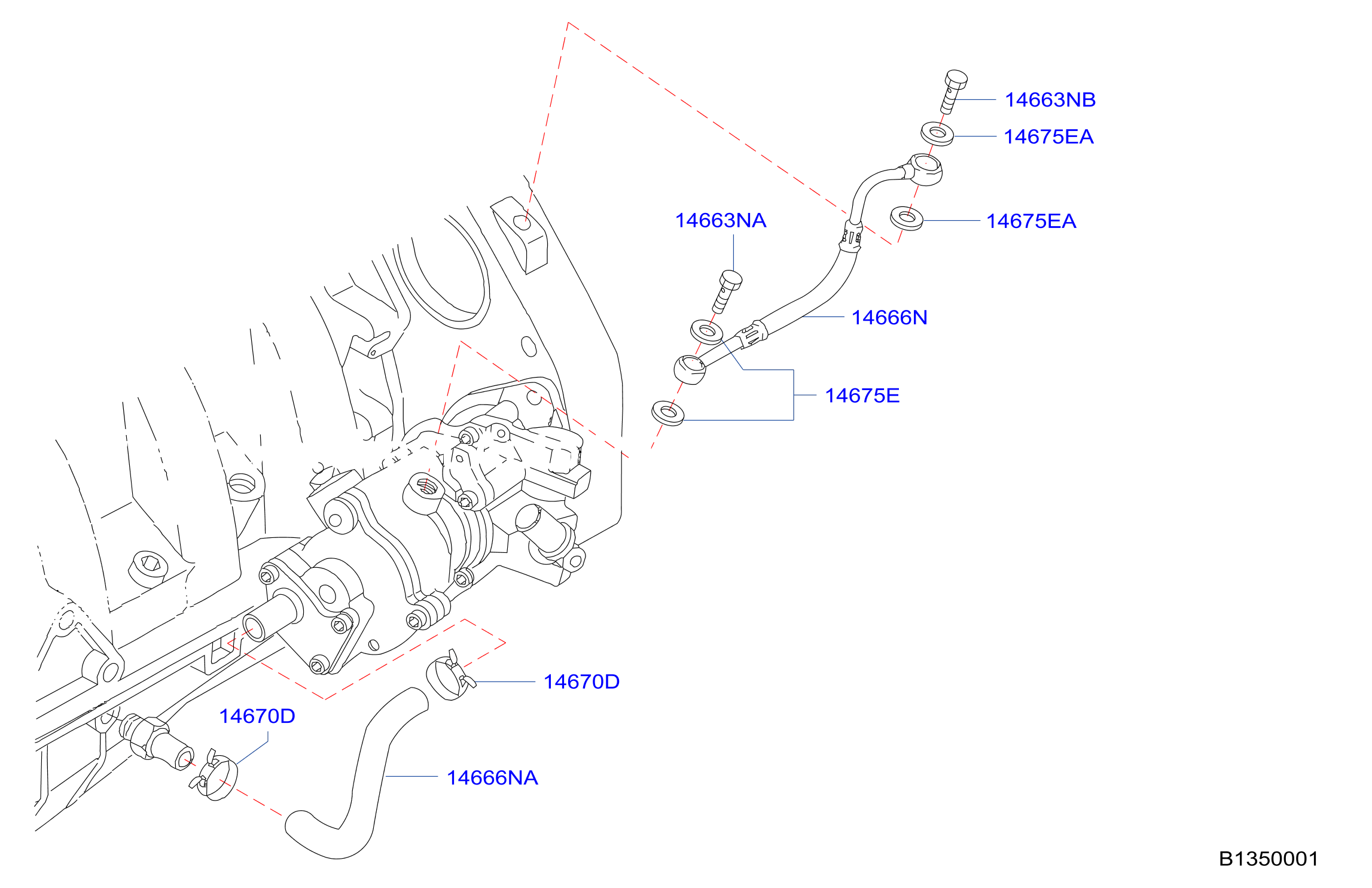 Front Cover Vacuum Pump Fitting Power Steering Piping Parts