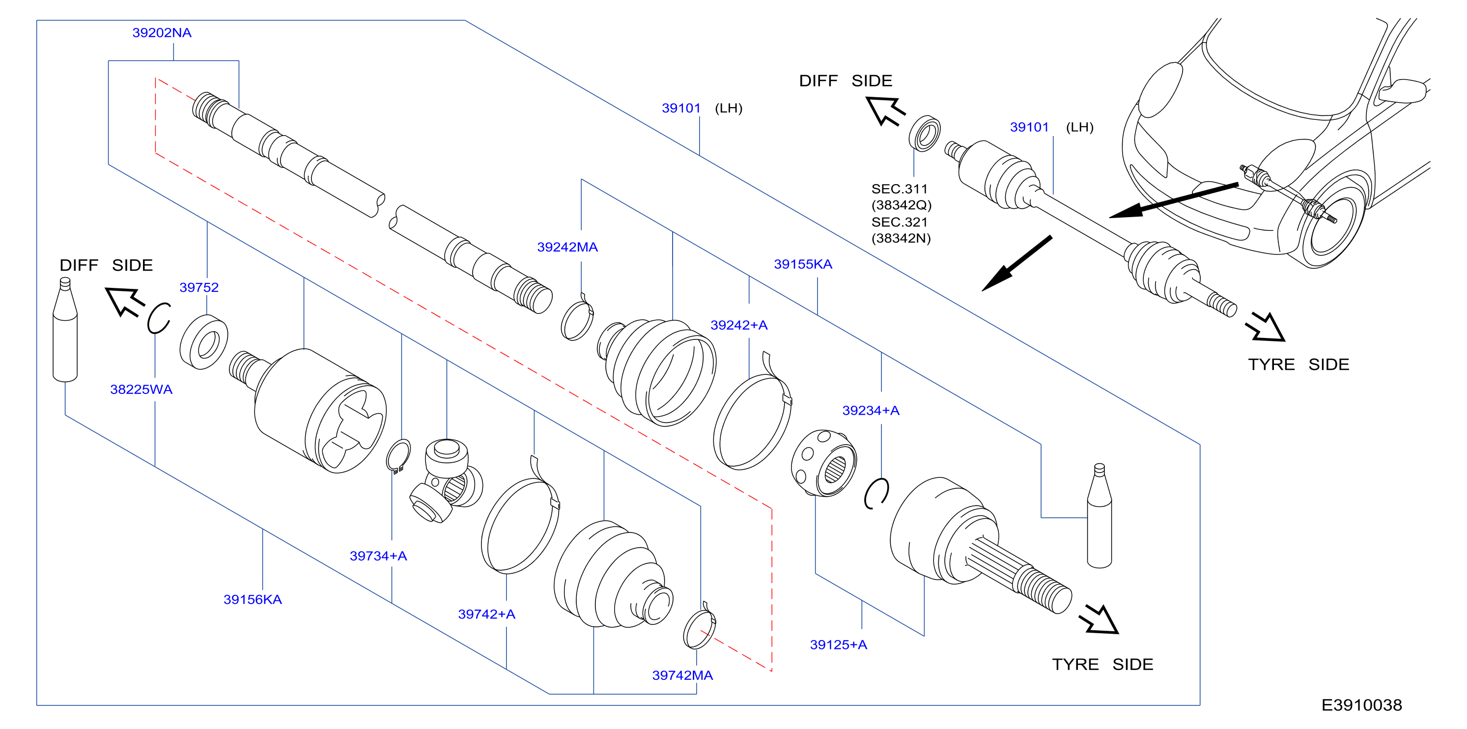 Front Drive Shaft Lh Side