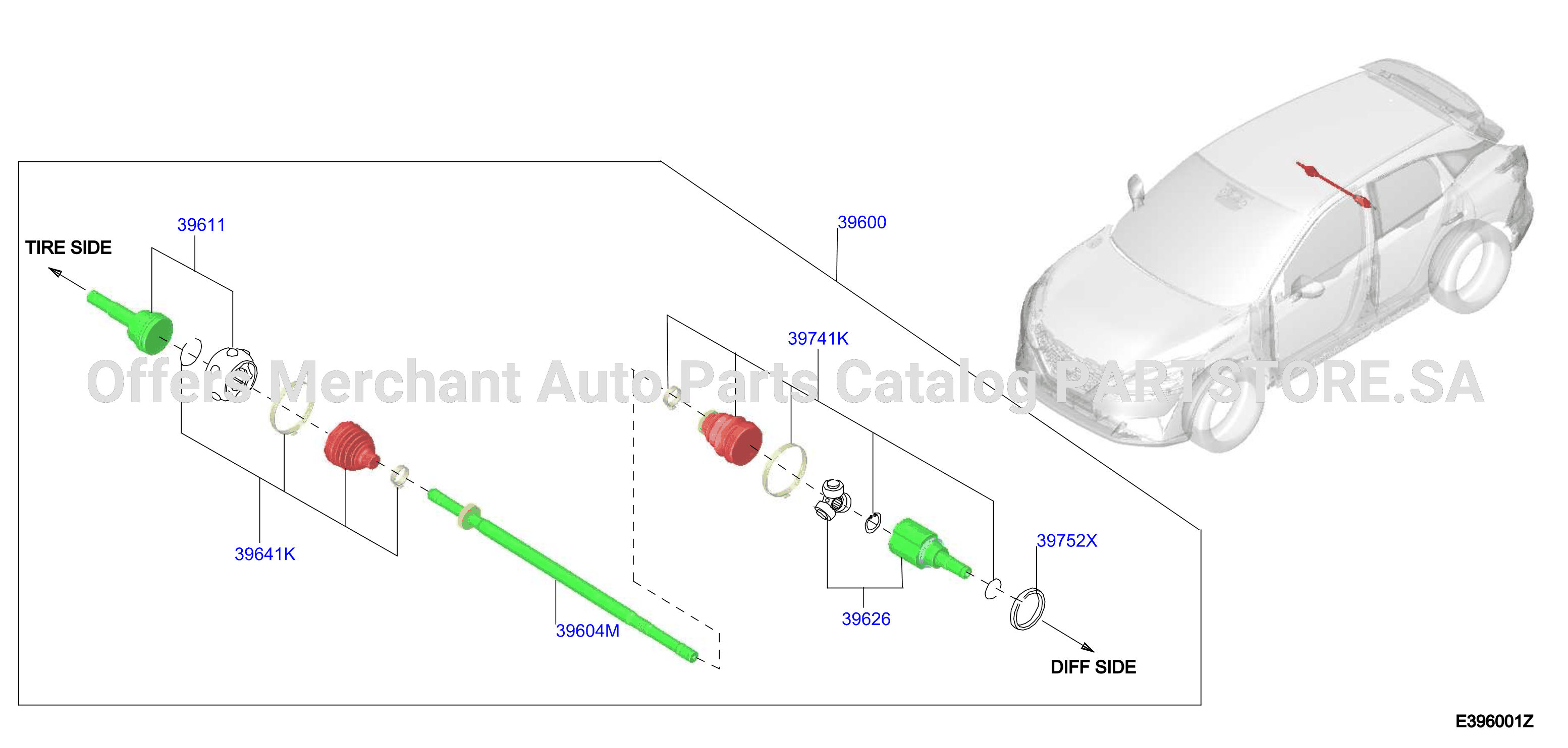 Rear Drive Shaft Rh Side