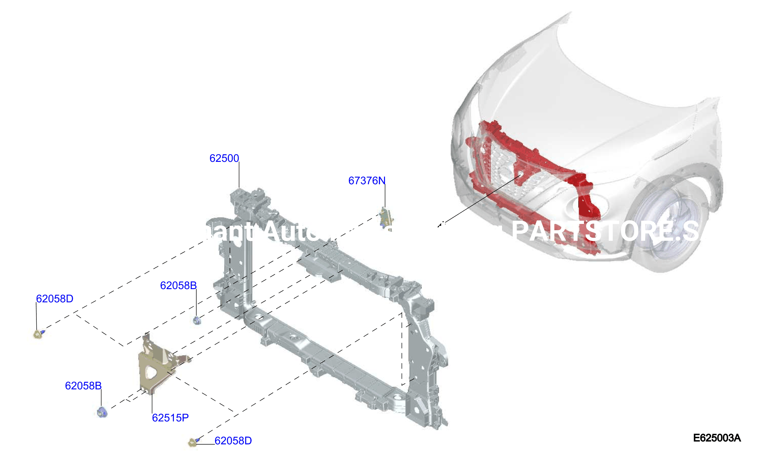 Front Apron Radiator Core Support
