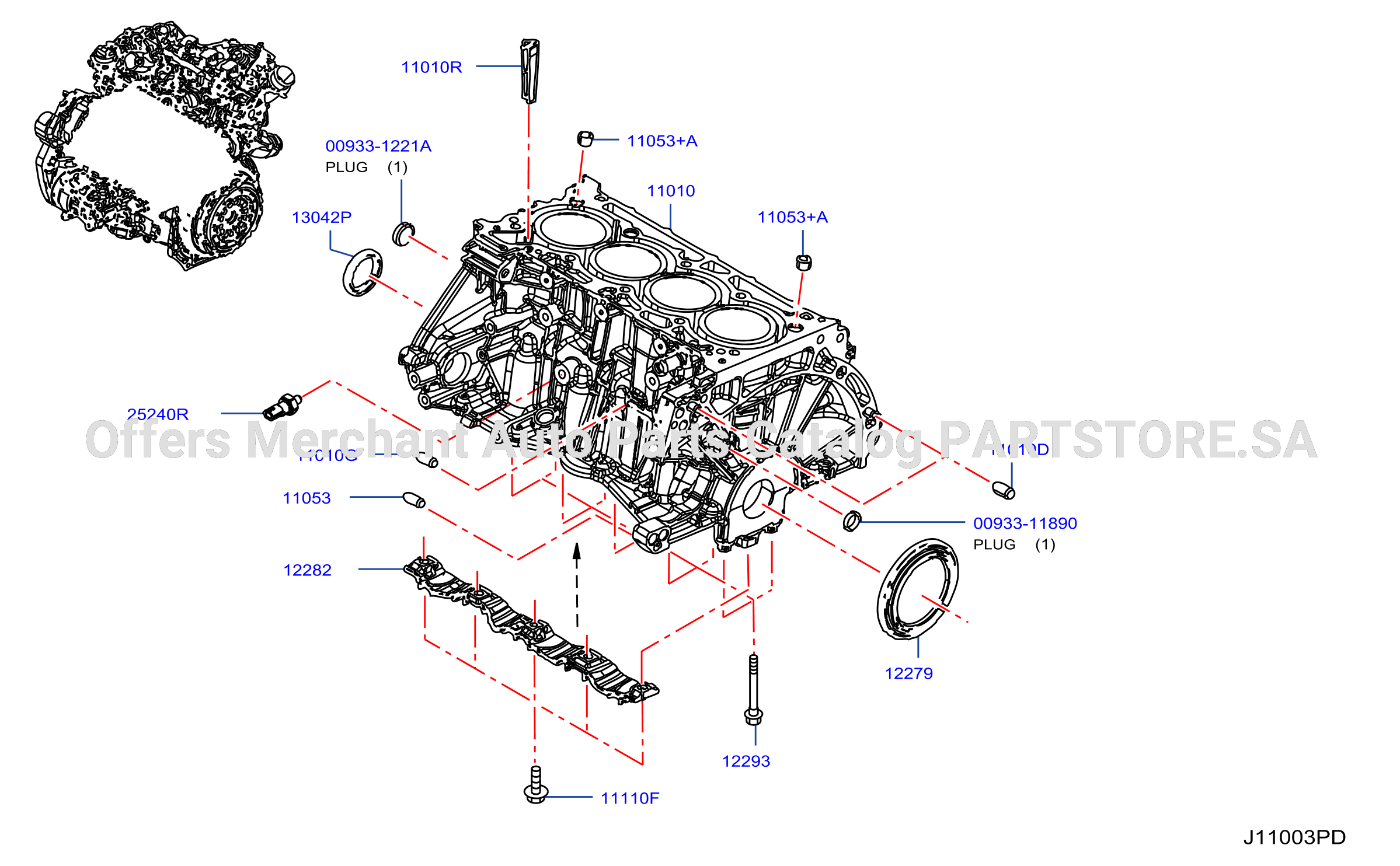 Cylinder Block Oil Pan Block Cyl Fitting Parts