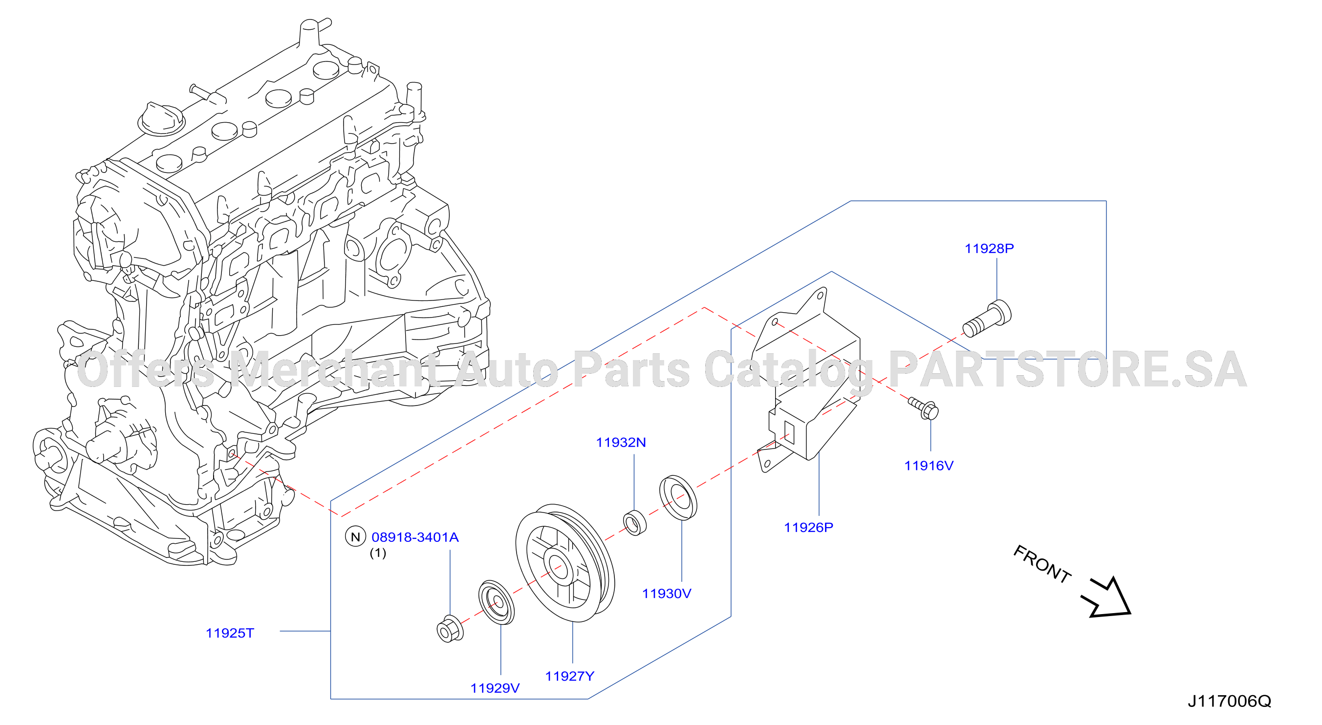Fan Compressor Power Steering Belt Idler Pulley