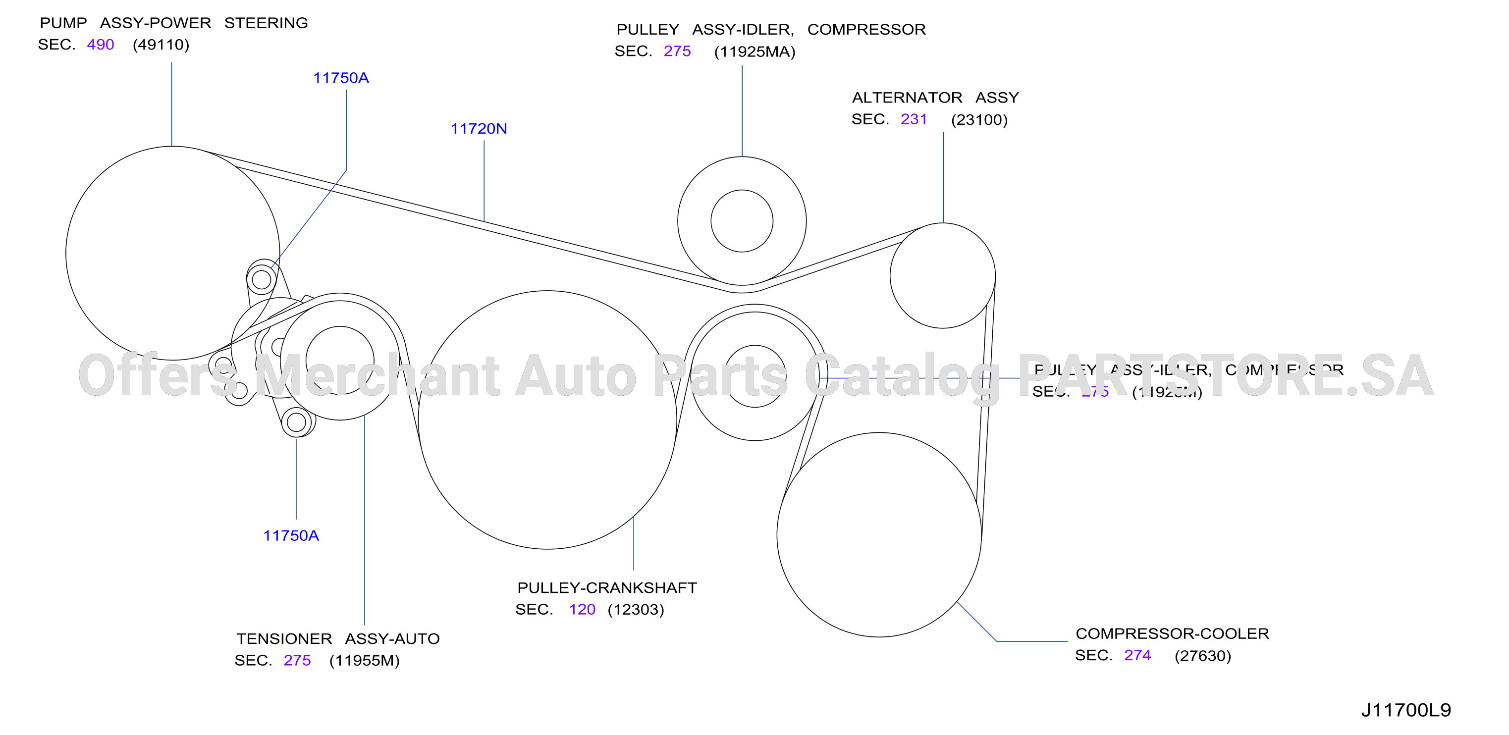 Fan Compressor Power Steering Belt