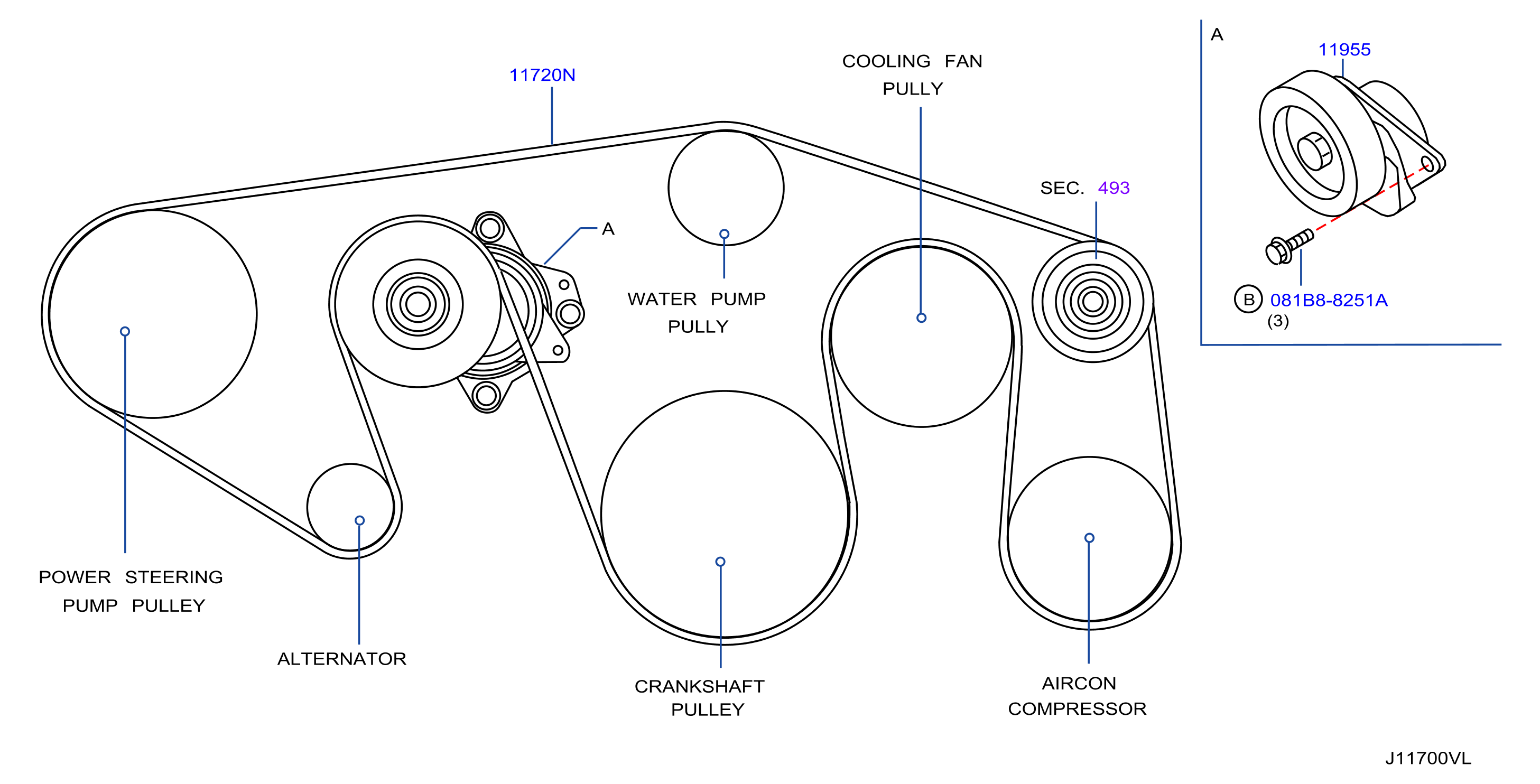 Fan Compressor Power Steering Belt Vk56Vd Vk56De