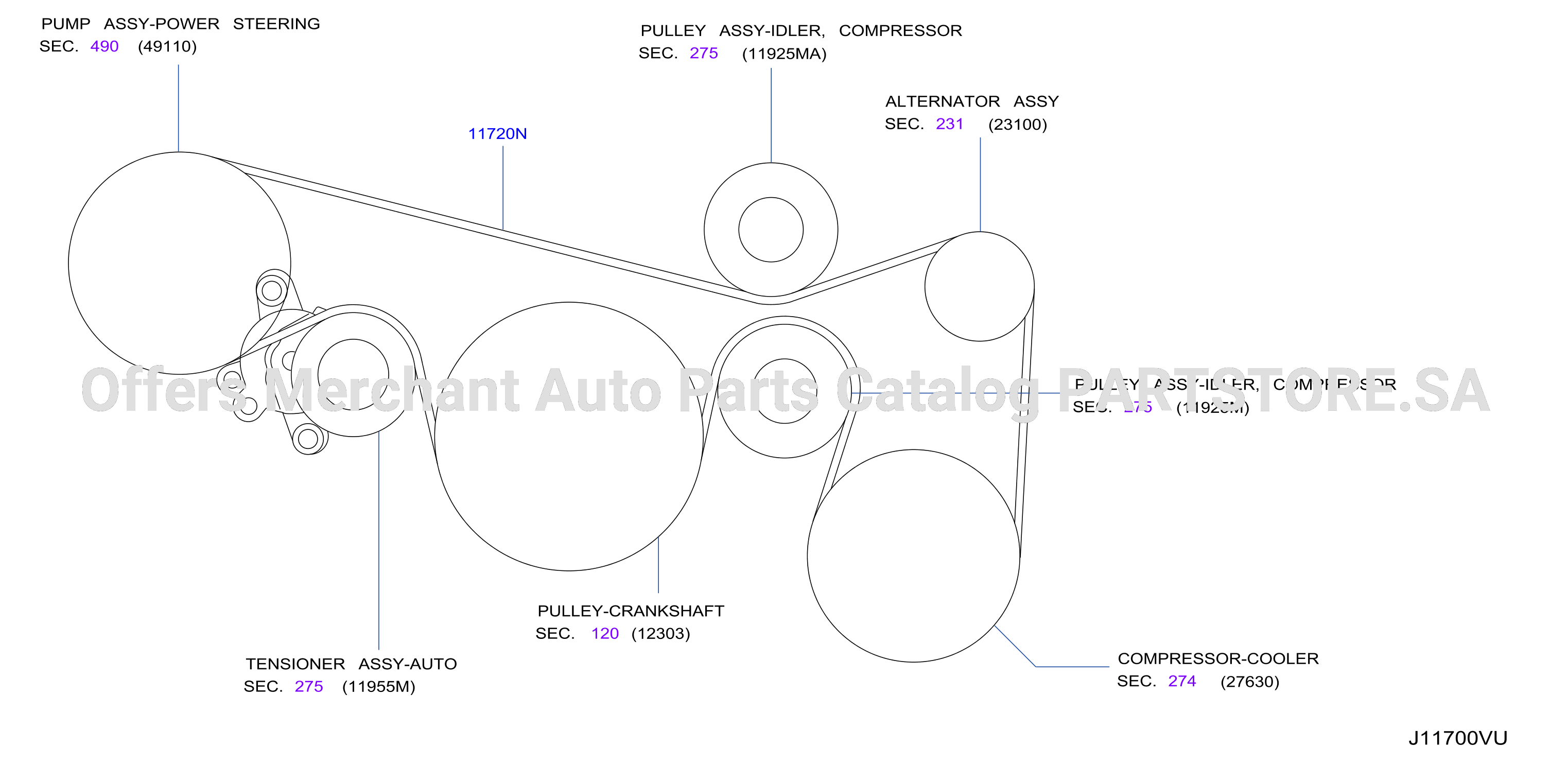 Fan Compressor Power Steering Belt