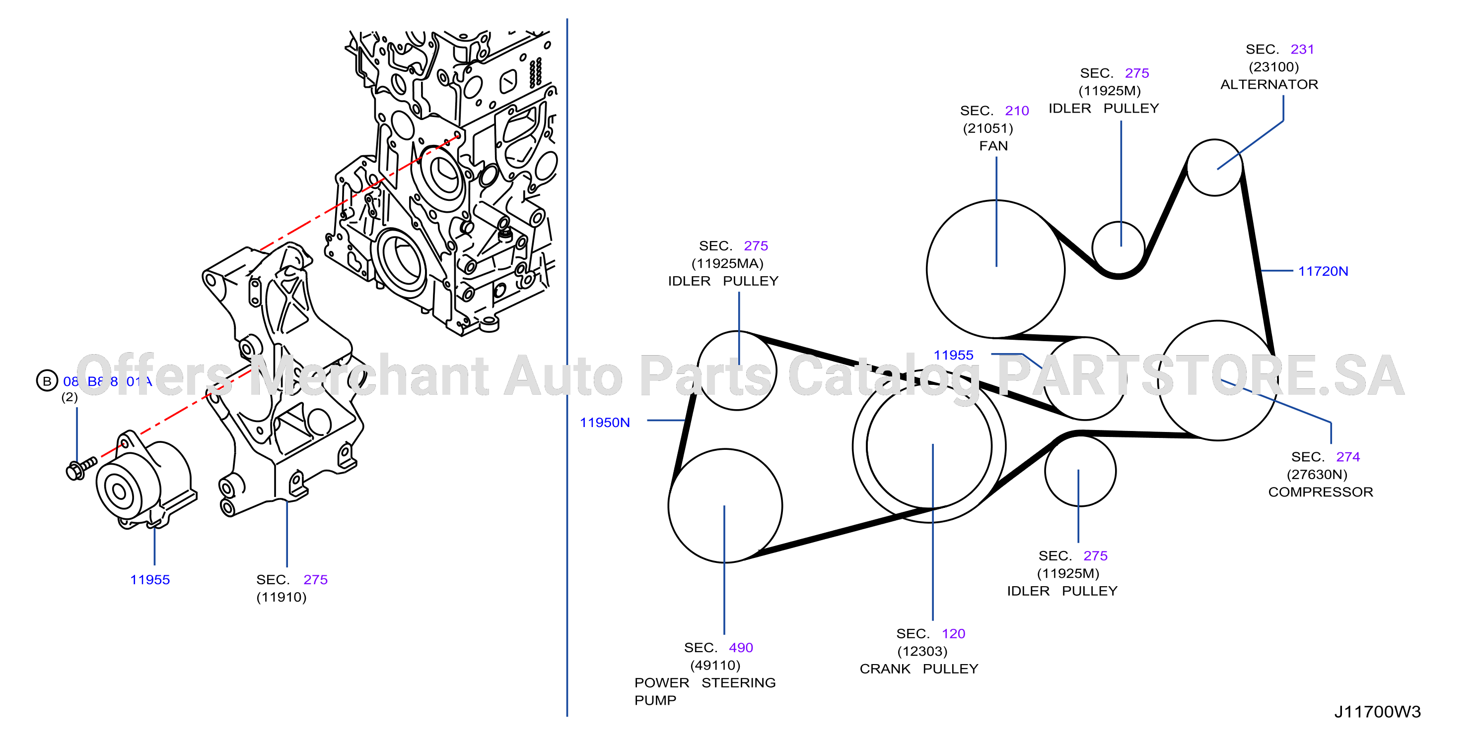 Fan Compressor Power Steering Belt