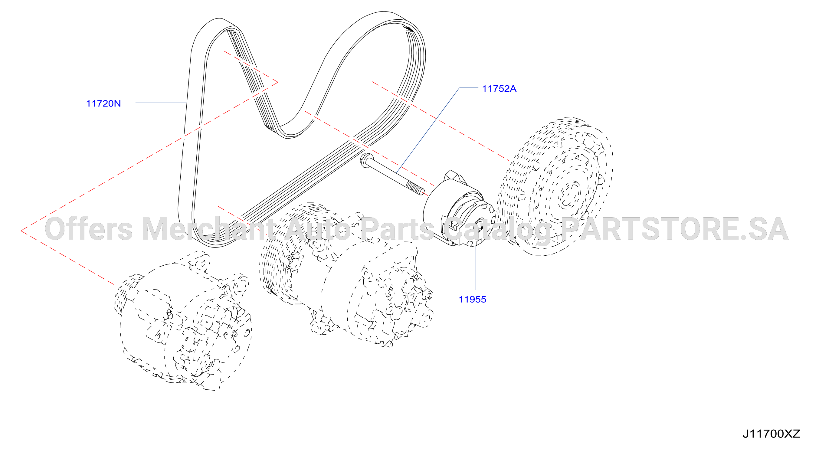 Fan Compressor Power Steering Belt W / Ac