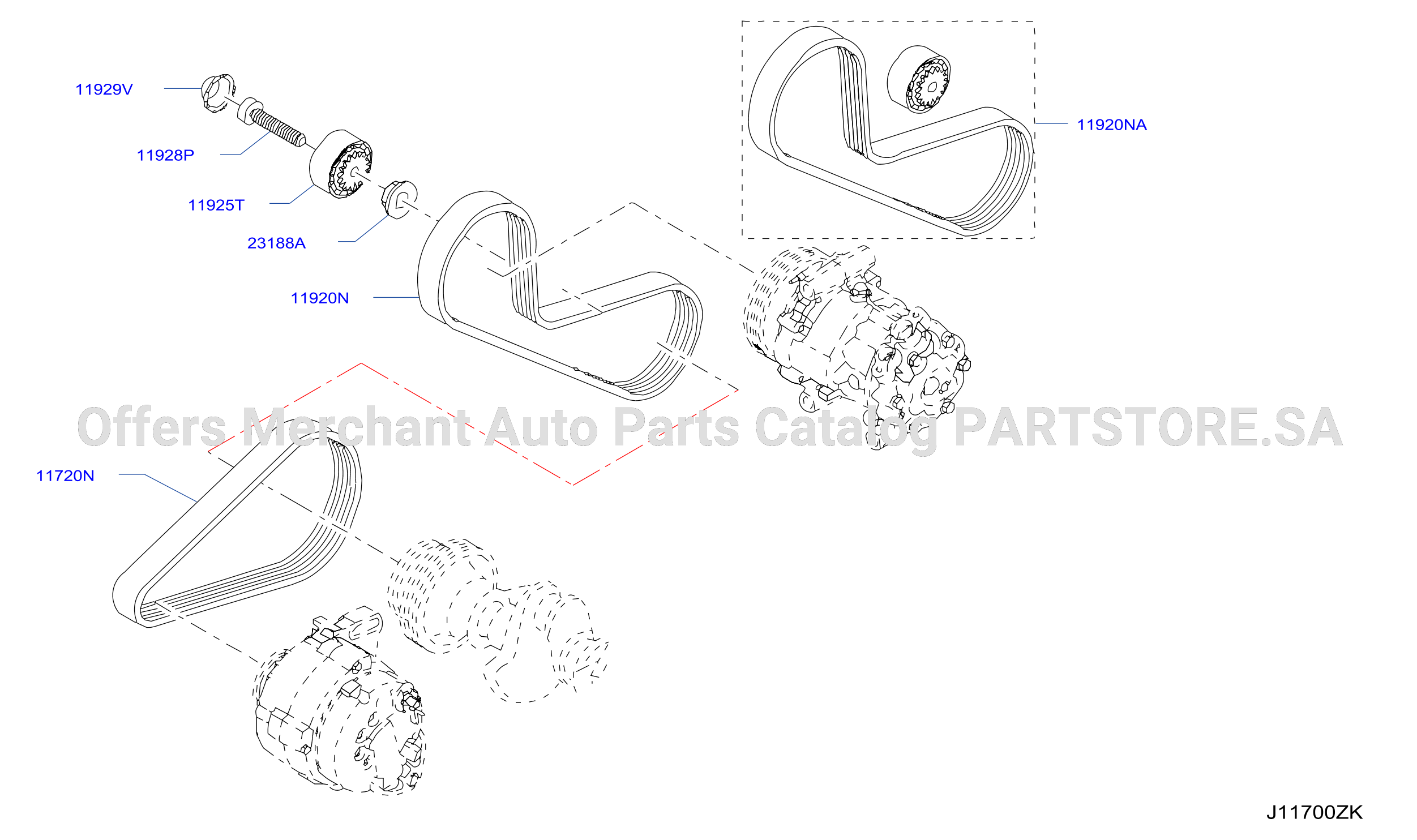 Fan Compressor Power Steering Belt