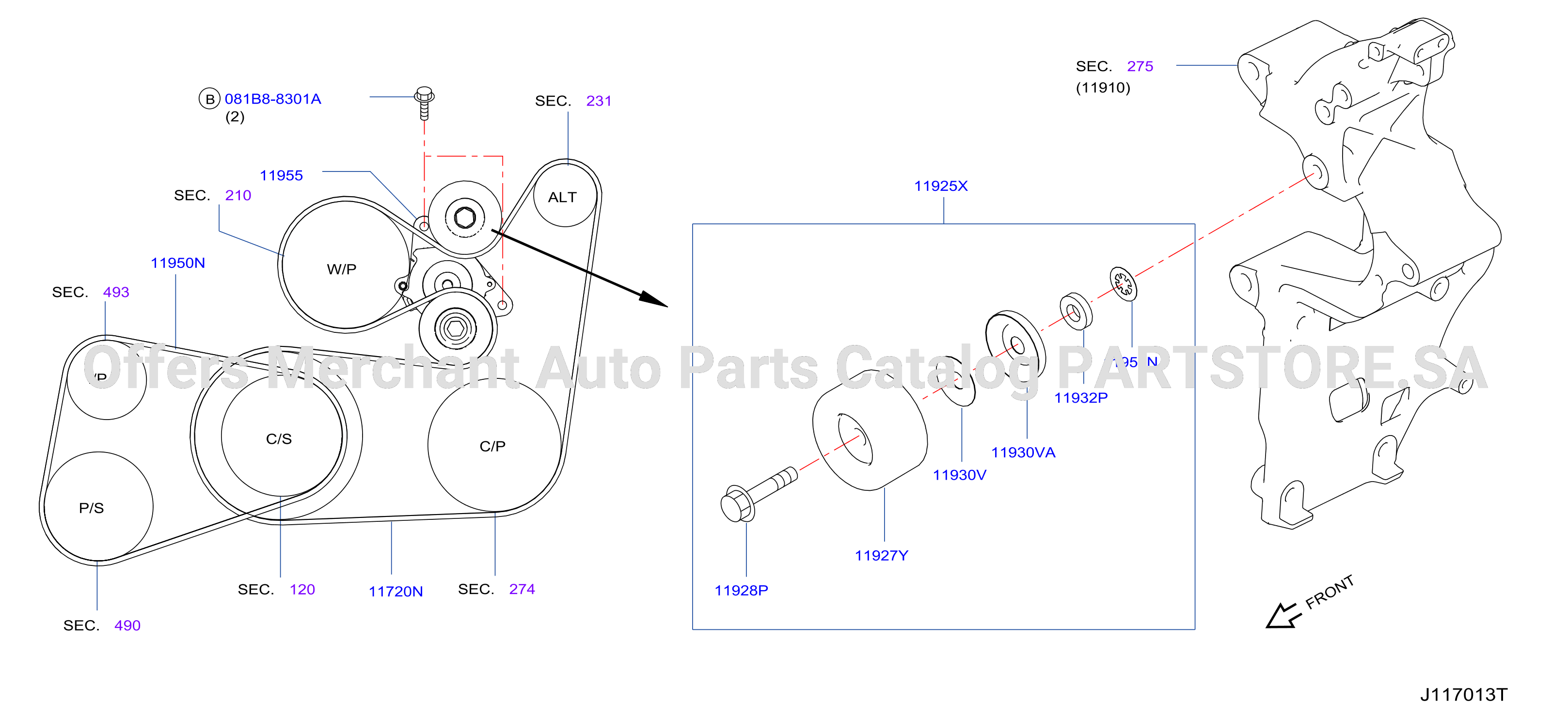 Fan Compressor Power Steering Belt