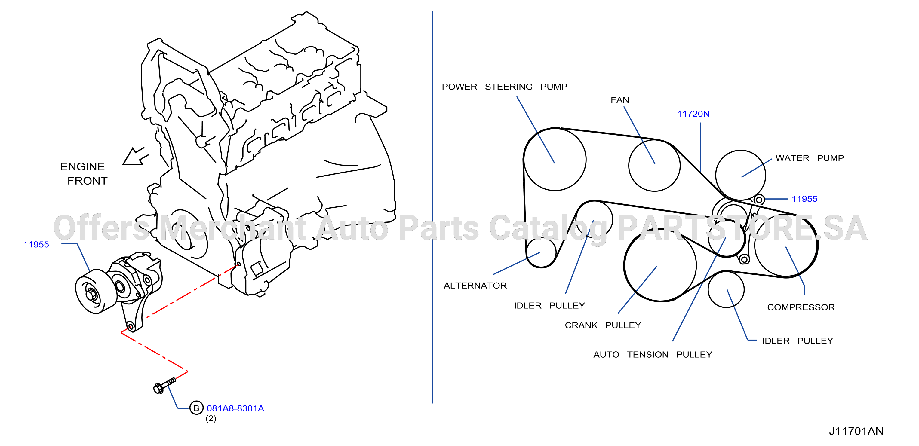 Fan Compressor Power Steering Belt
