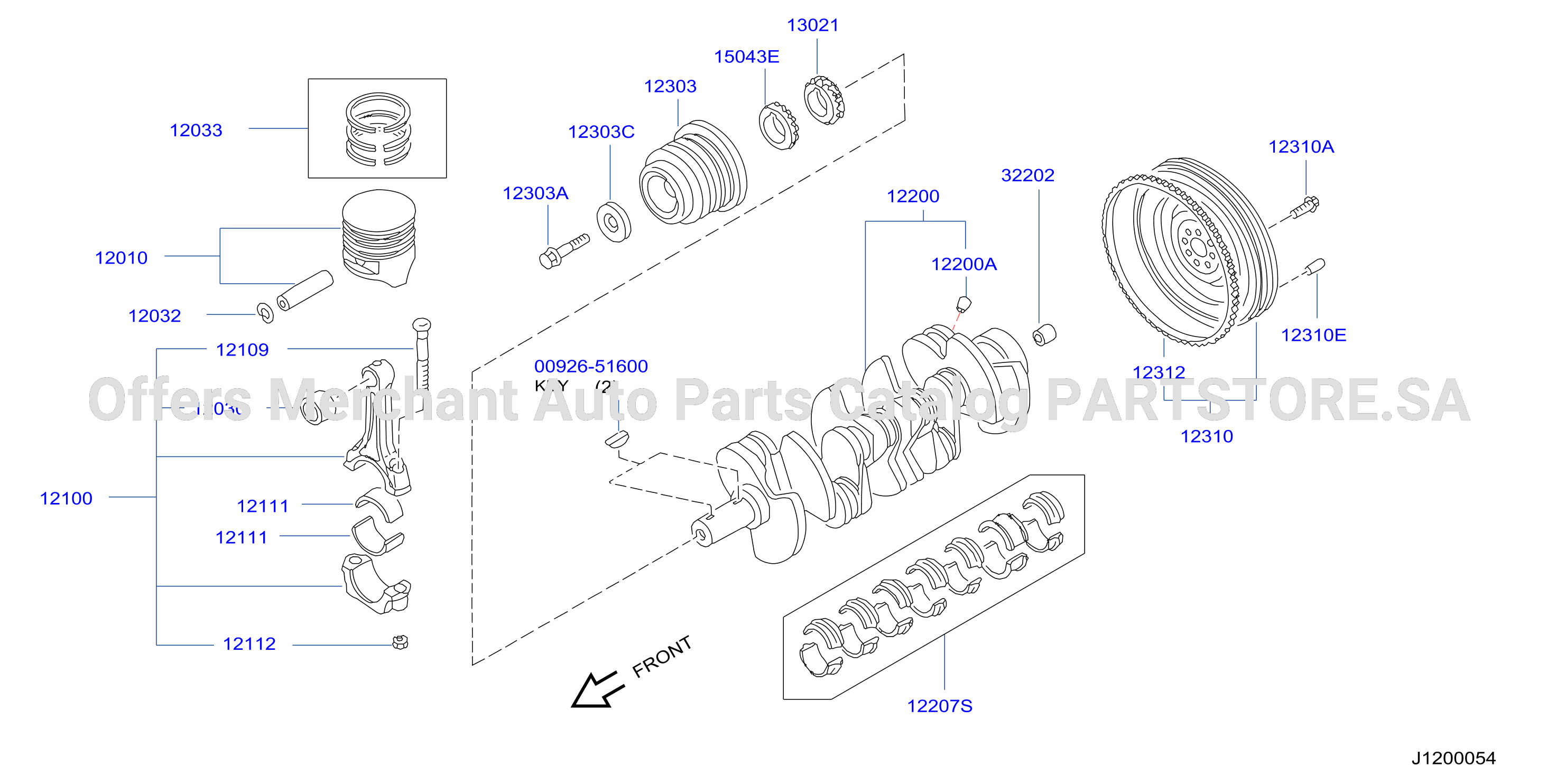 Piston Crankshaft Flywheel
