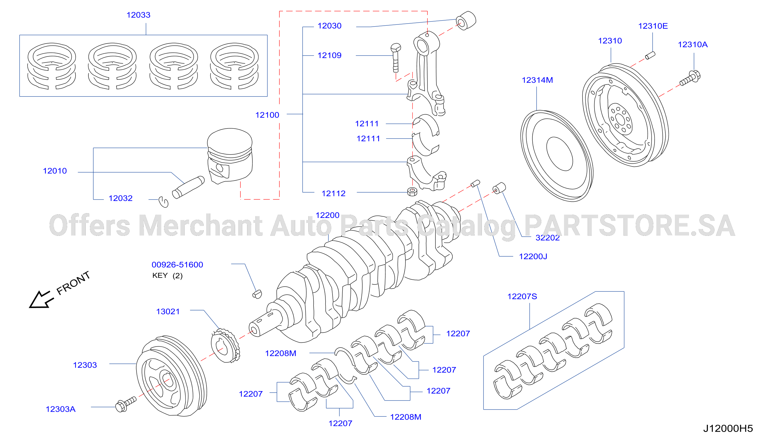Piston Crankshaft Flywheel Illustration