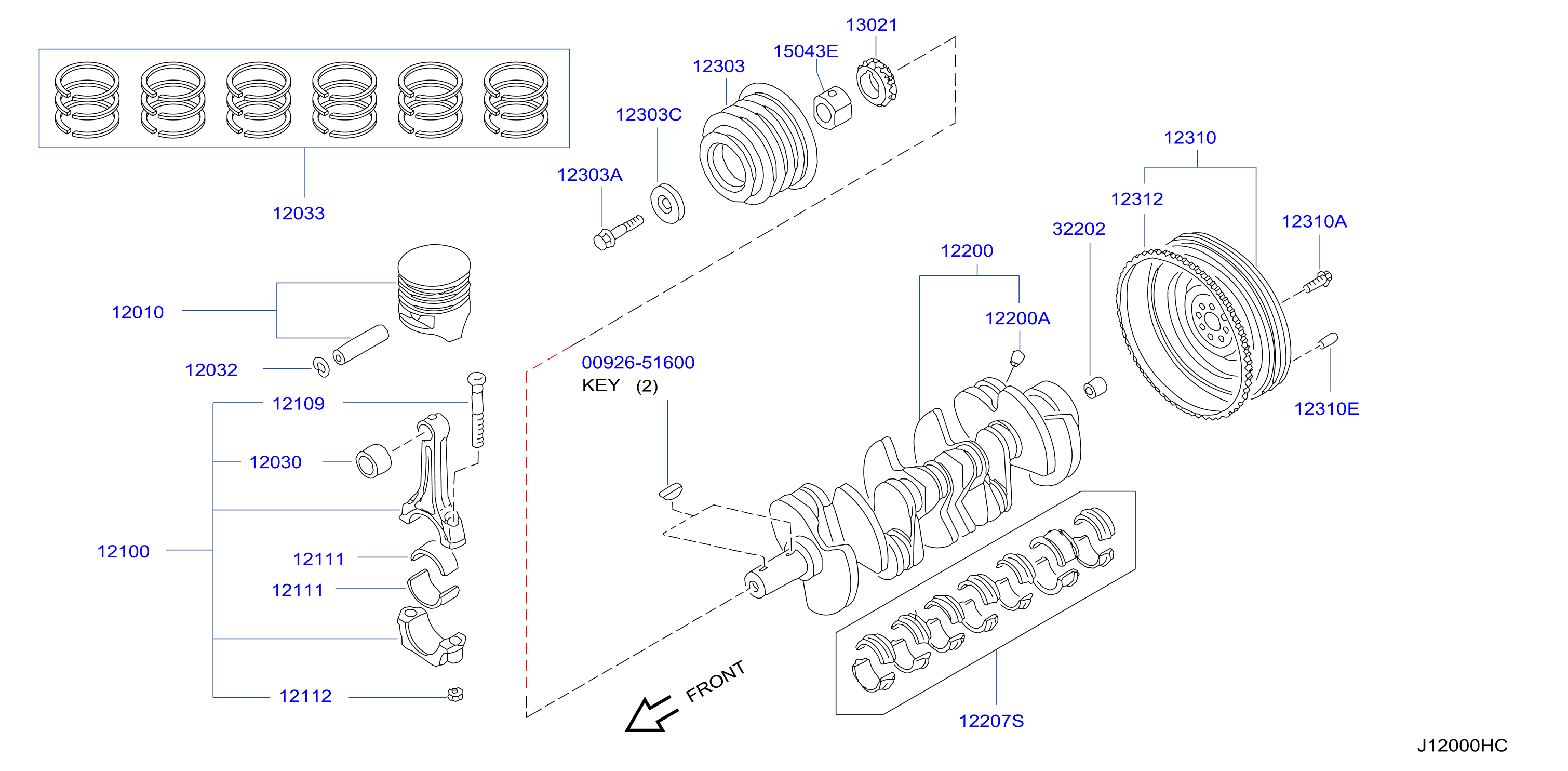 Piston Crankshaft Flywheel